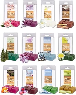 Floral Scented Wax Melts - 12 Count Variety Pack Home Fragrances - Long Lasting Scented Wax Tarts for Warmers - Rose, Pine, Winter Berry, Lavender, Jasmine, Sea Salt Linen, Lilac & Nature Scents