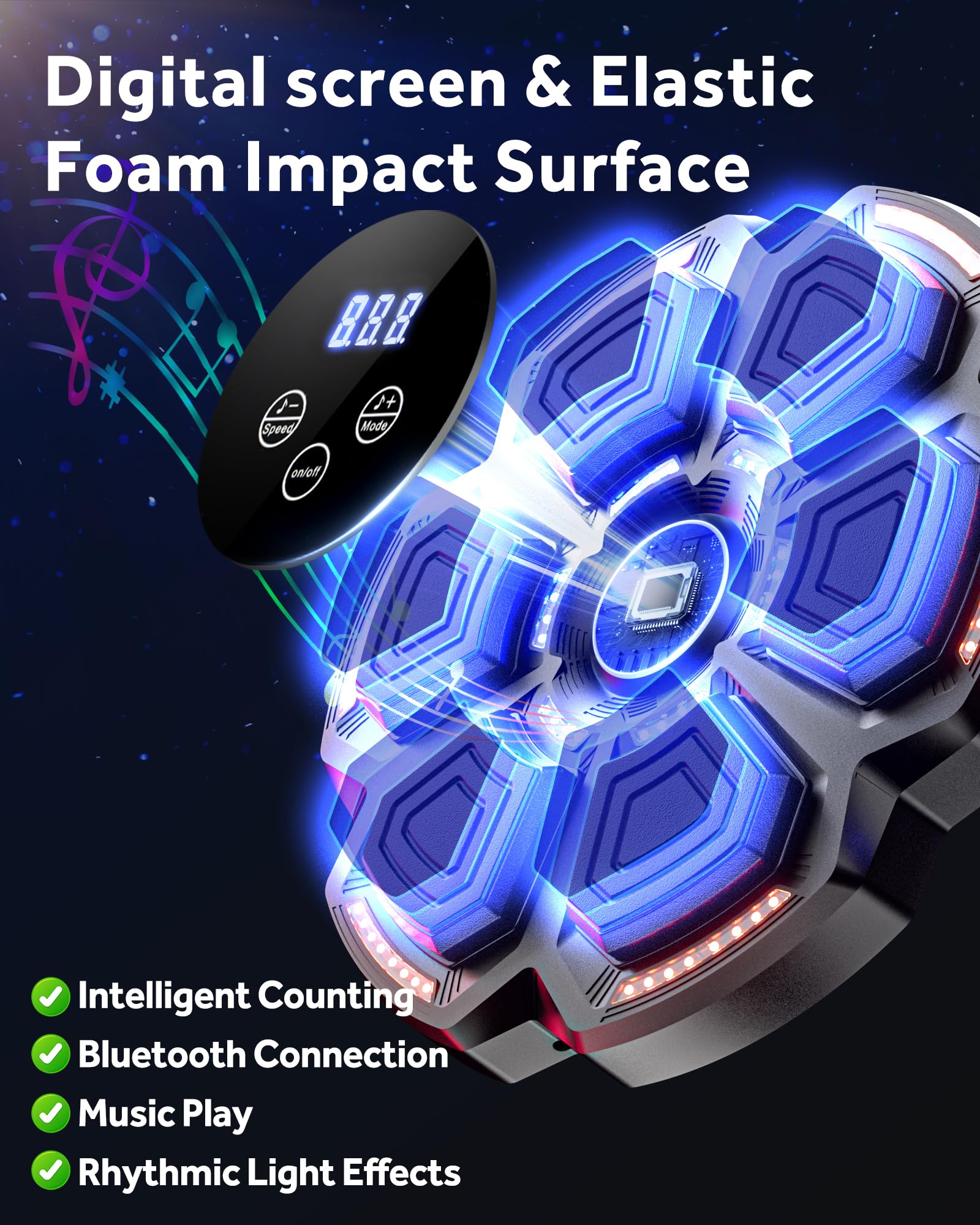 snawowo Music Boxing Machine Adulti - 9 modalità di velocità Macchina da Box Musical Pugile con Guanti da Boxe - LED Musica Bluetooth Boxe Allenamento per Casa
