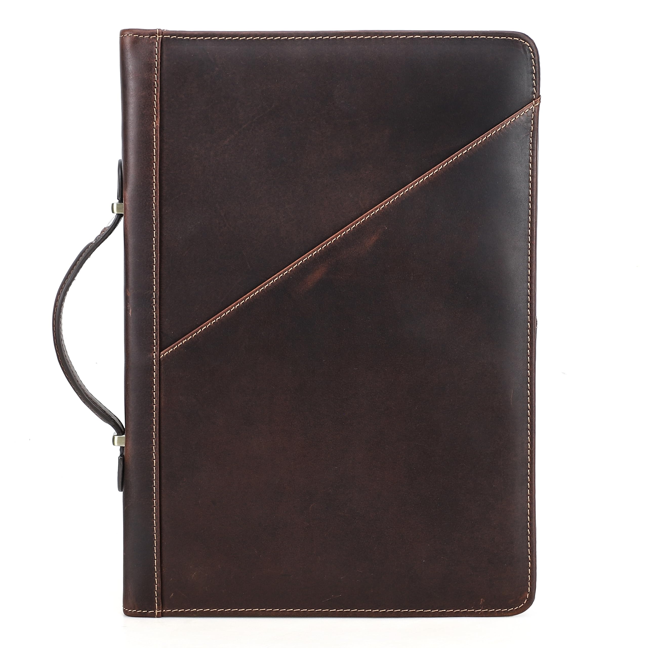 Top Grain Leather Slim Laptop Zipper Folio Case Retro Design Handmade & 2 Pockets, Compatible with MacBook Pro 33.8 cm MacBook Air M1/M2 ZenBook 33.8 cm & Other PC, Oil Coffee 13.3 Inch