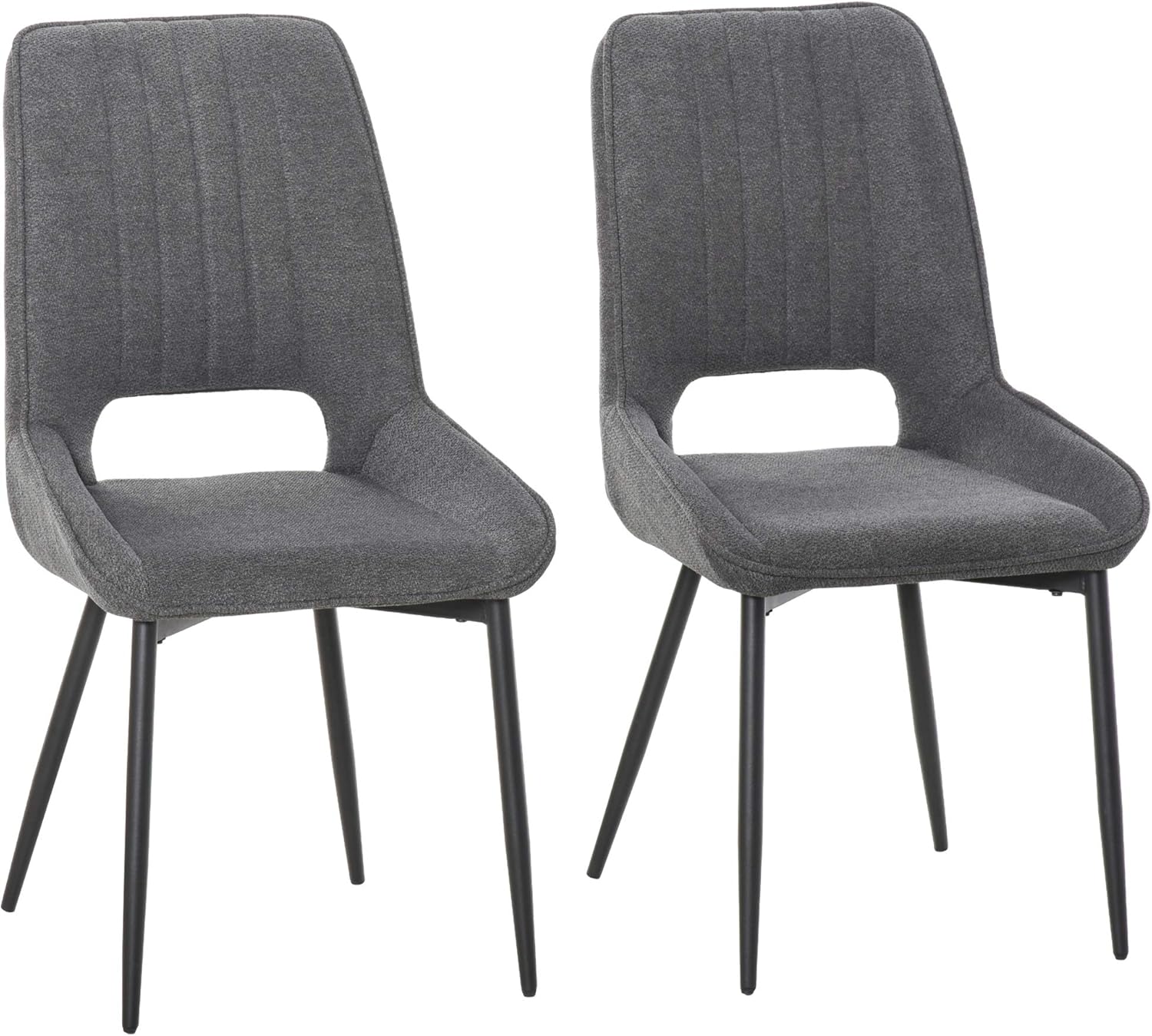 HOMCOM Conjunto de 2 Sillas de Comedor Tapizadas en Lino Transpirable con Asiento y Respaldo Acolchados Patas de Metal 59,5x50,5x92 cm Gris