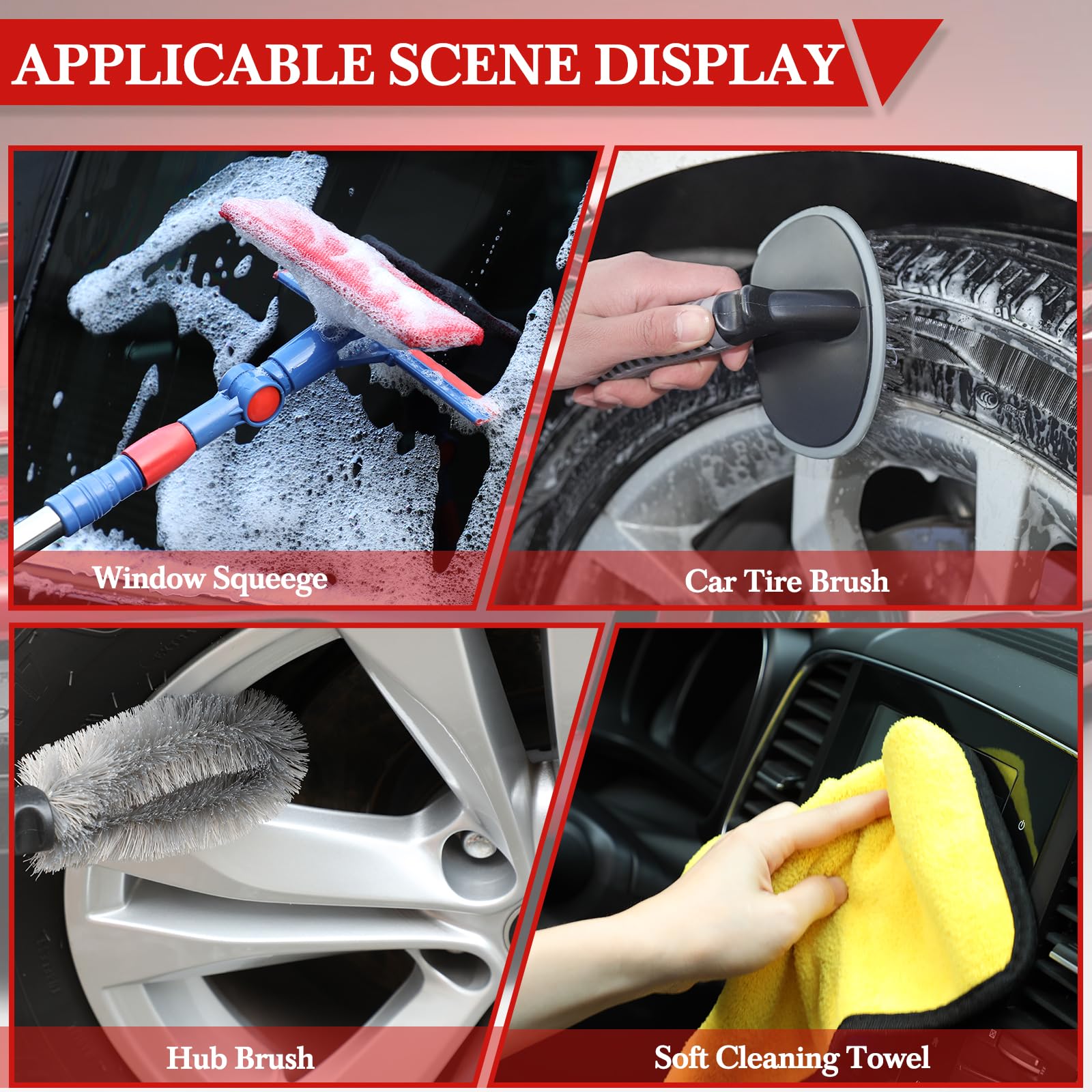 60PCS Car Wash Cleaning Kit,Wireless Car Vacuum Car Detailing Kit, Easy to Use Interior Car Cleaning Kit with Car Cleaning Gel,Detailing Brush Set,Windshield Cleaner, Car Accessories for Women/Men