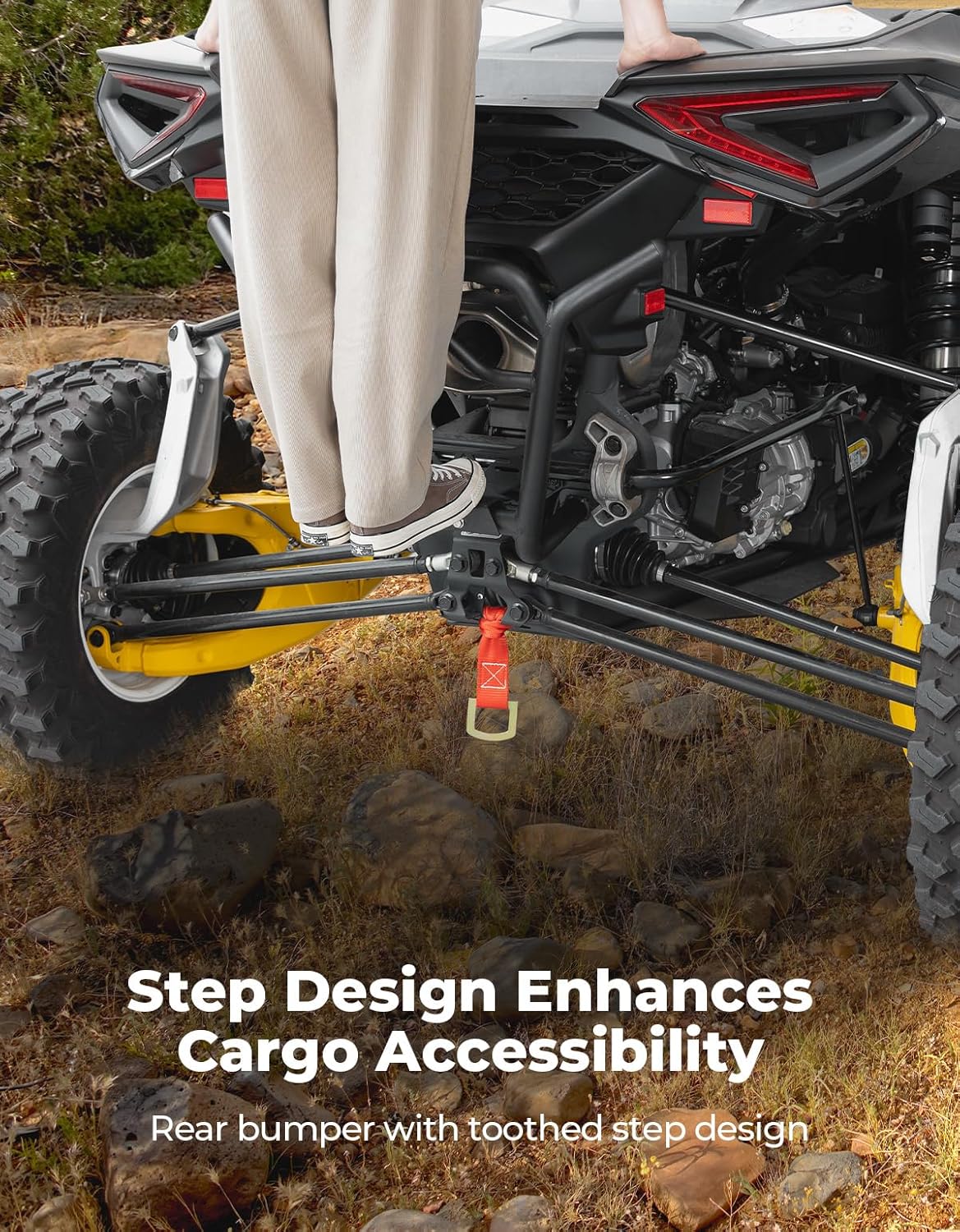 KEMIMOTO Nerf Bars and Rear Bumper Compatible with Can Am Maverick R 2024 2025 Side Steps Side Bumper Protector