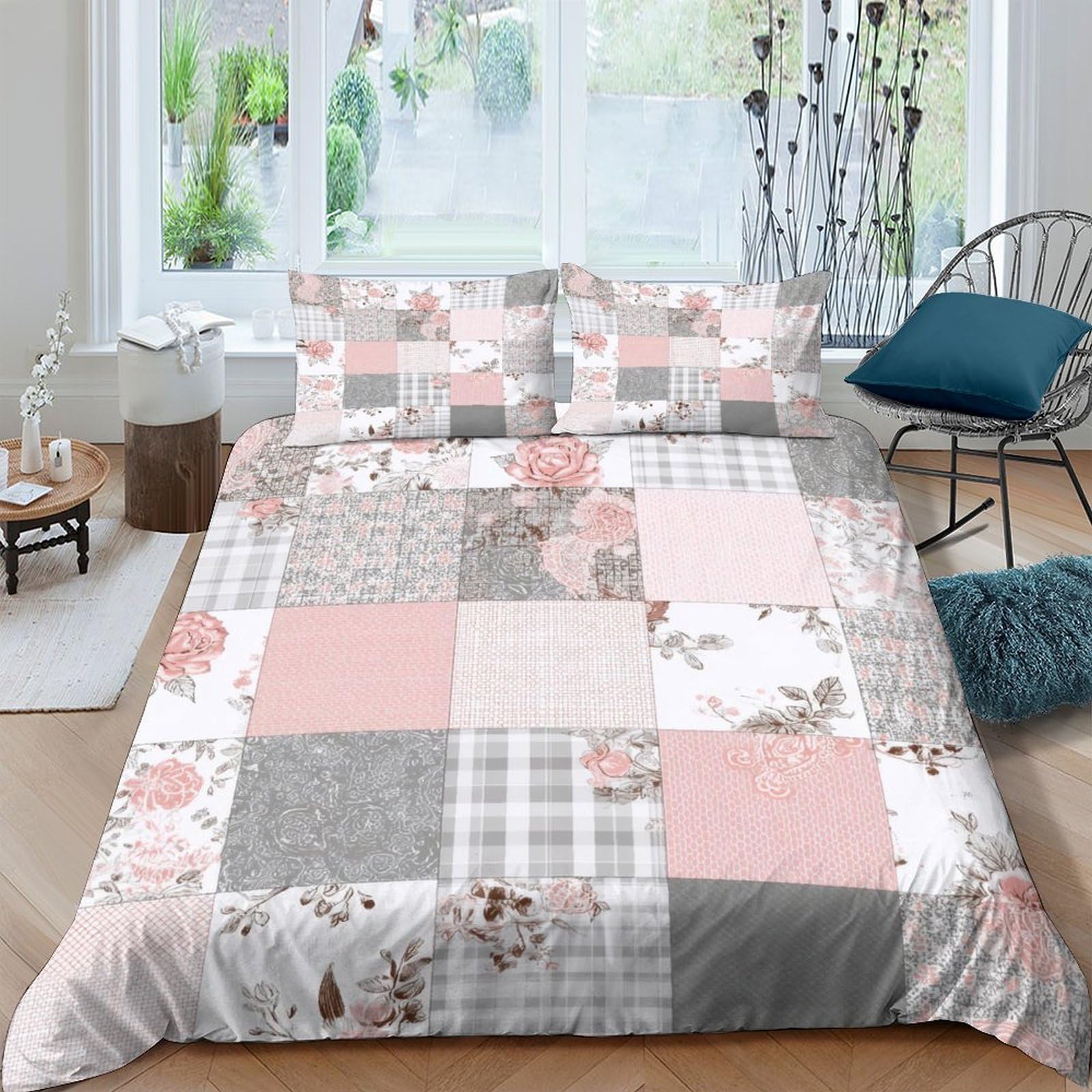 Housse de couette précieux motif floral en 3D, le cadeau idéal pour couples