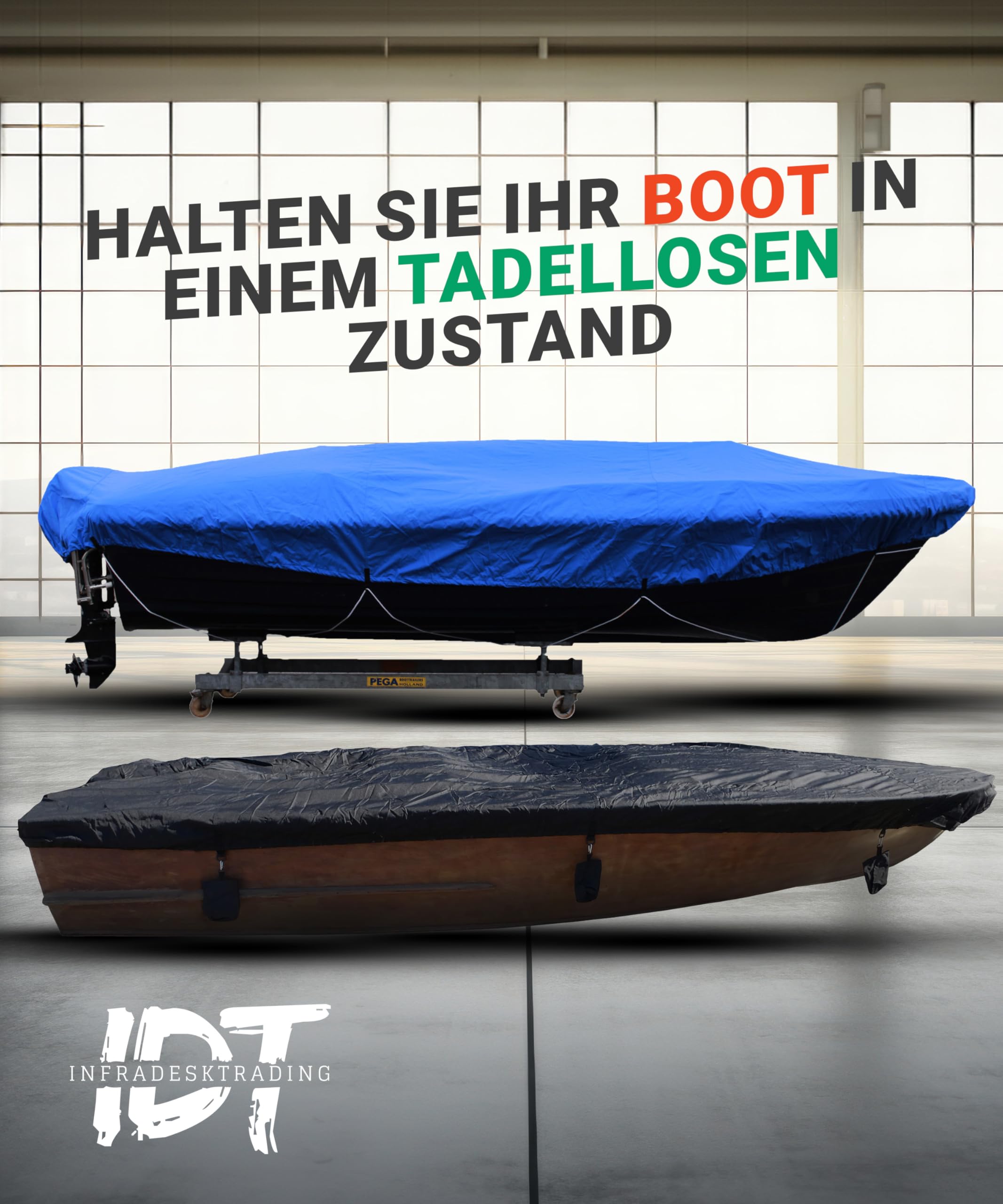Hochwertige Boot-Abdeckplane 600D in Blau