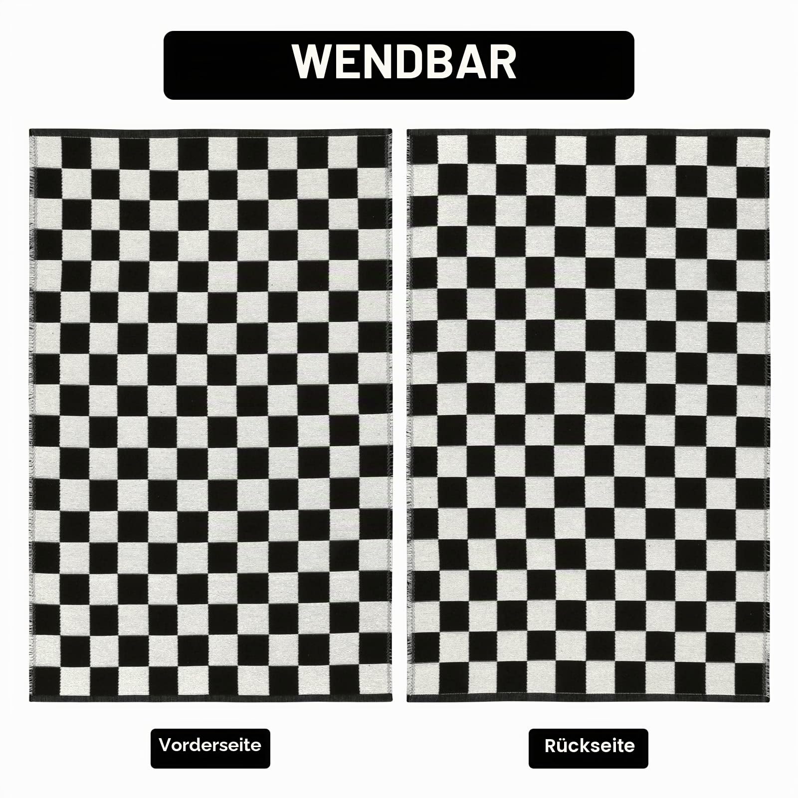 Seavish Karierter Teppich, 90x150 cm, marokkanisches Schachbrett-Teppich, schwarz und weiß, Läufer, Teppich, gewebt, wendbar, für Schlafzimmer, Wäsche, Küche, Wohnzimmer, Eingangsbereich, Heimbüro