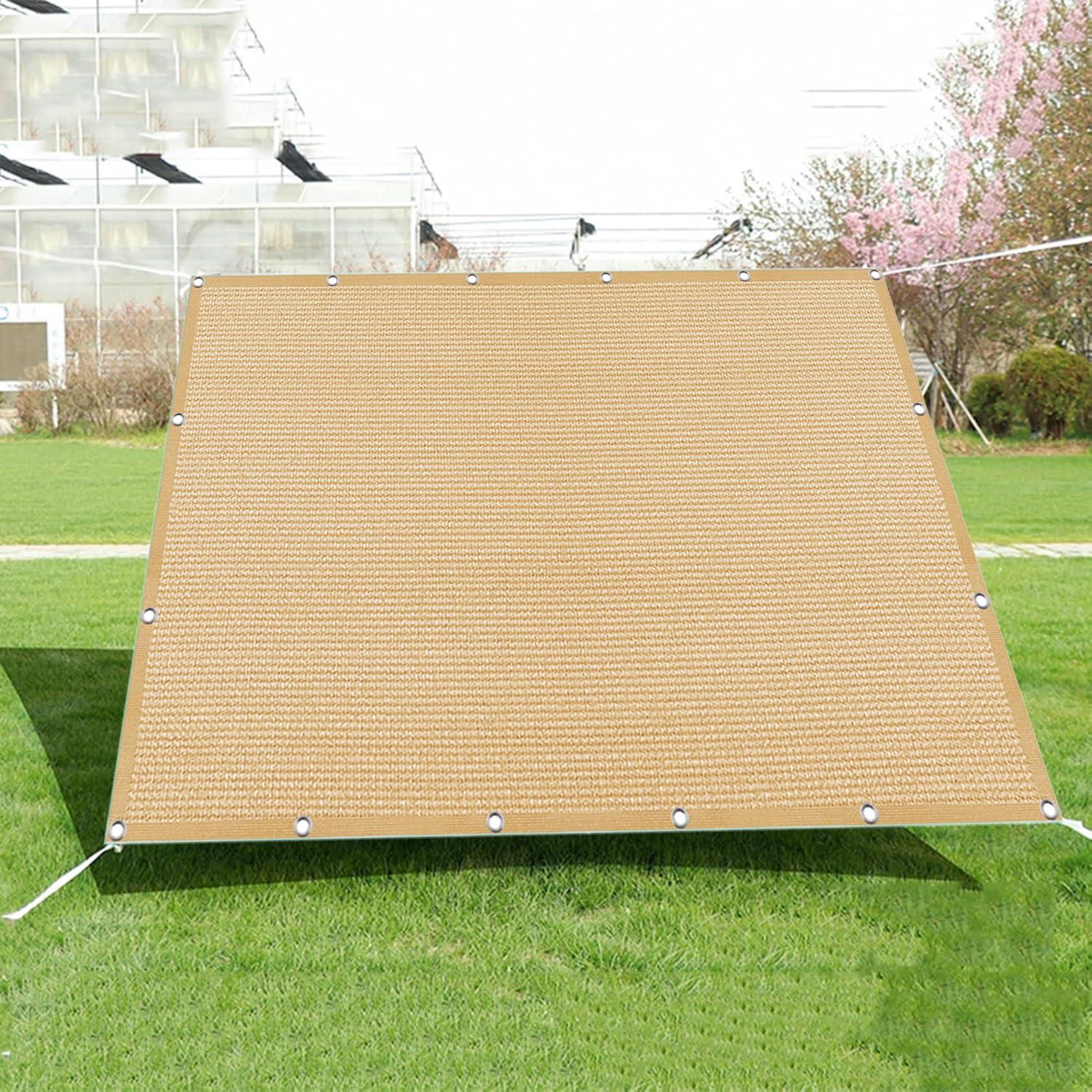 Toile ombrage auvent respirant 100x520 cm jaune sable pour pergola