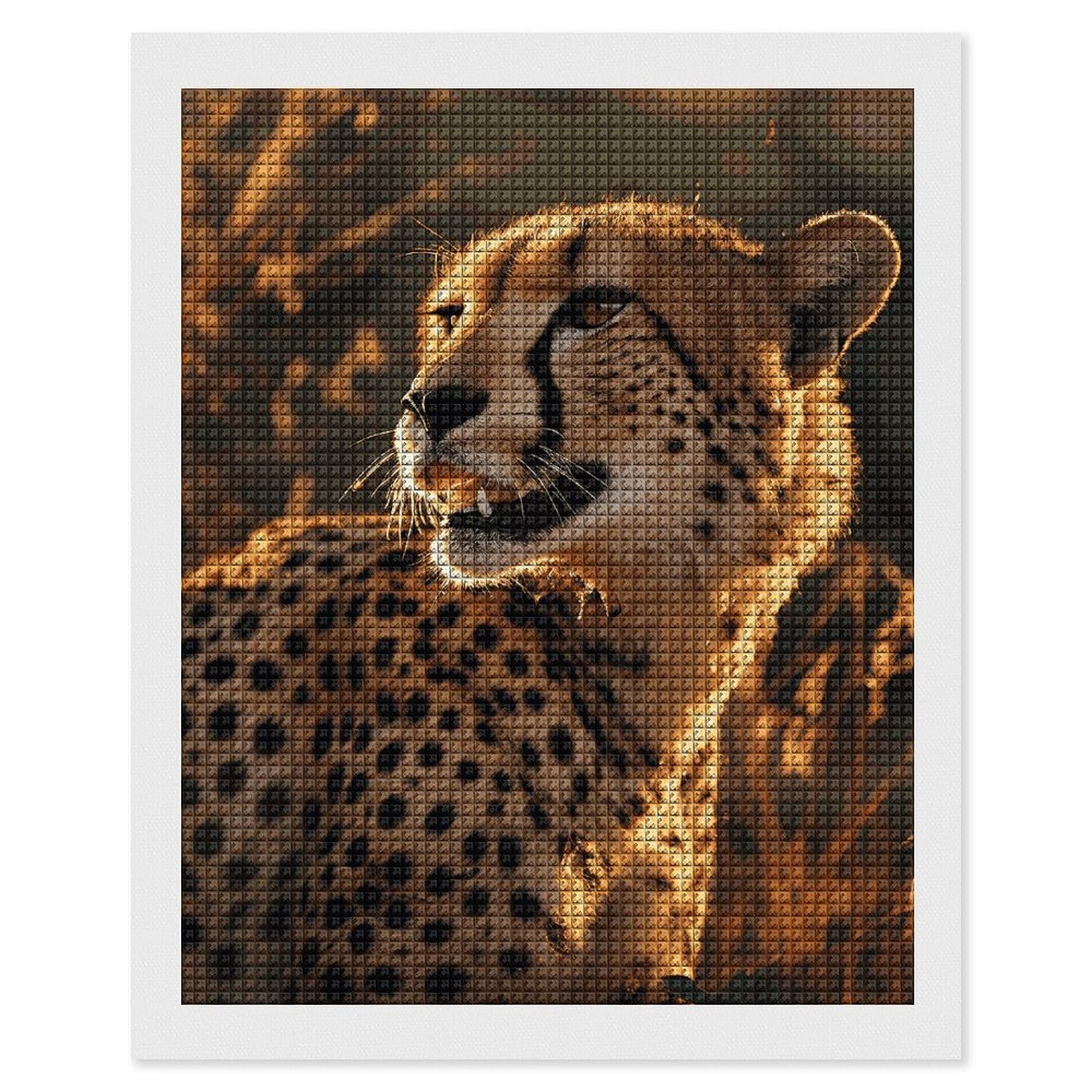 Cheetah Diamond Art Kits for Adults, DIY 5D Diamonds Painting Kits for Beginner, Round Full Drill Diamond Dots Painting, 16"x20" Diamonds Pictures Gem Art and Crafts Wall Decor