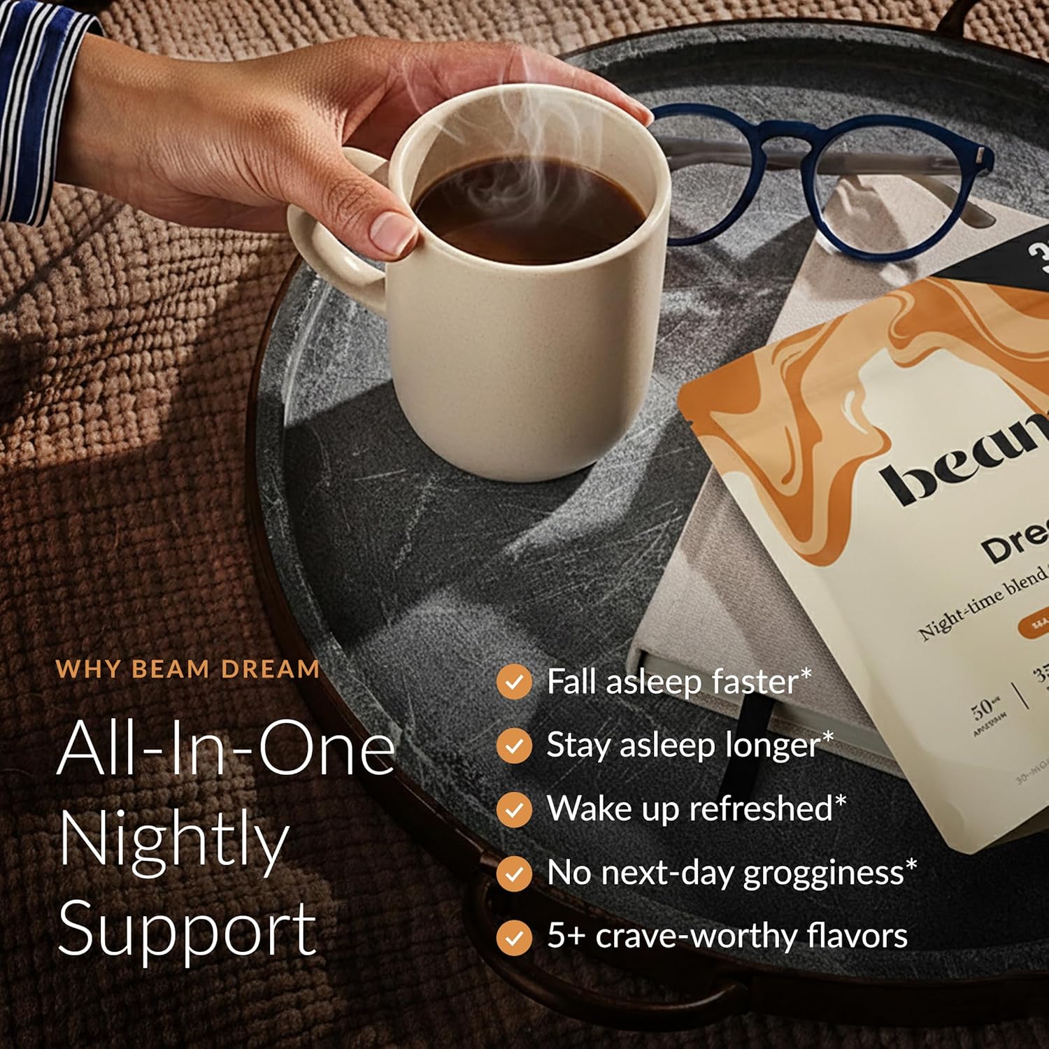 Beam Dream Sleep Powder, L-Theanine, Apigenin, Reishi and Magnesium, Third Party Tested Natural Sleep Aid & Sleep Supplement, Health and Wellness Gift, Natural Sleep Support, Non-GMO, 30 Servings - Image 2