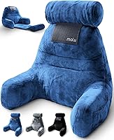Vista 1 de malu Almohada de lectura extra grande – Almohada ergonómica – Almohada de espalda para cama + alfombrilla enrollable para soporte de cuello