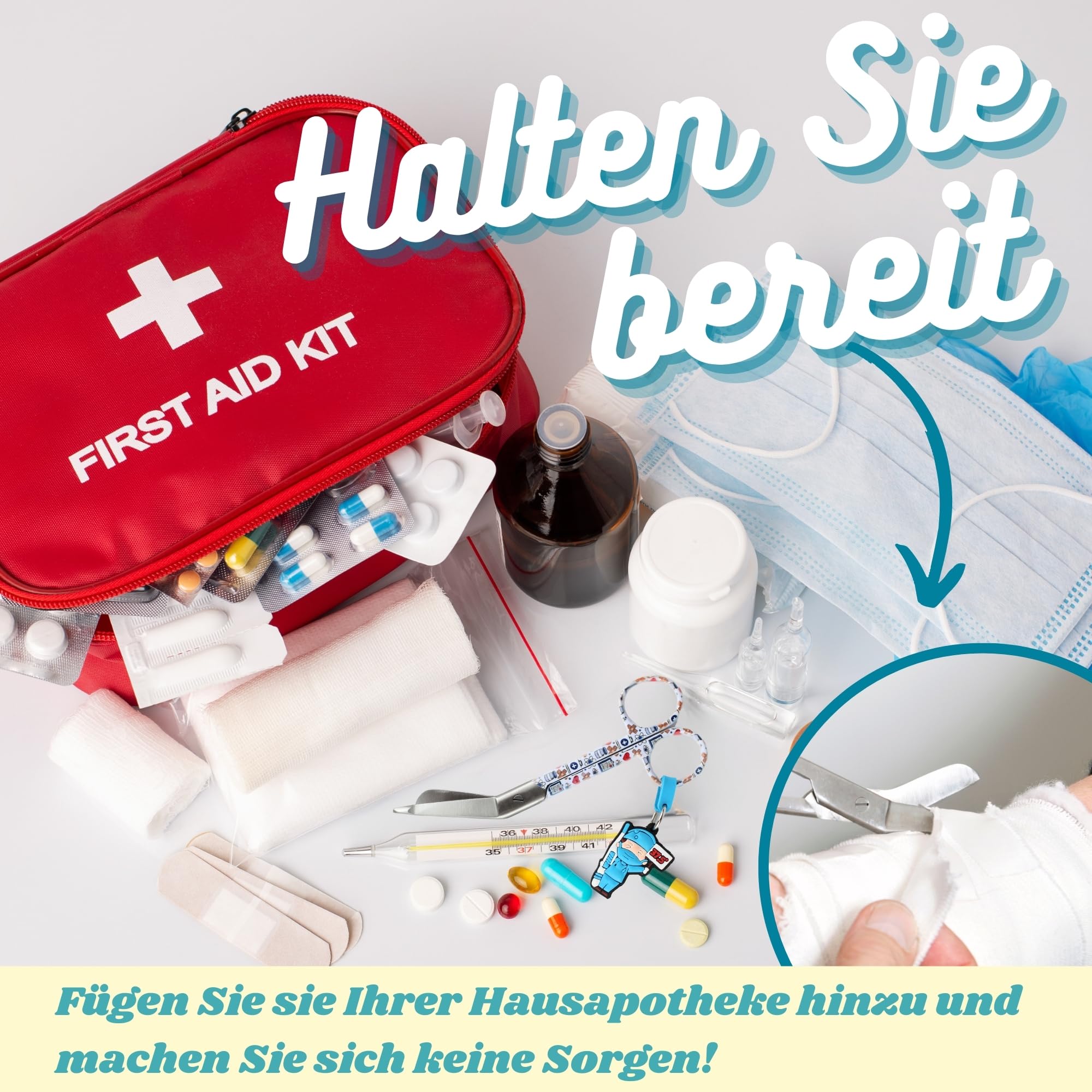 Ph Pro Heat Verbandschere Pflege für krankenschwester- Medizinische Schere aus Edelstahl - Erste Hilfe Schere mit Gravur – Verbandsschere Stumpfe Spitze.