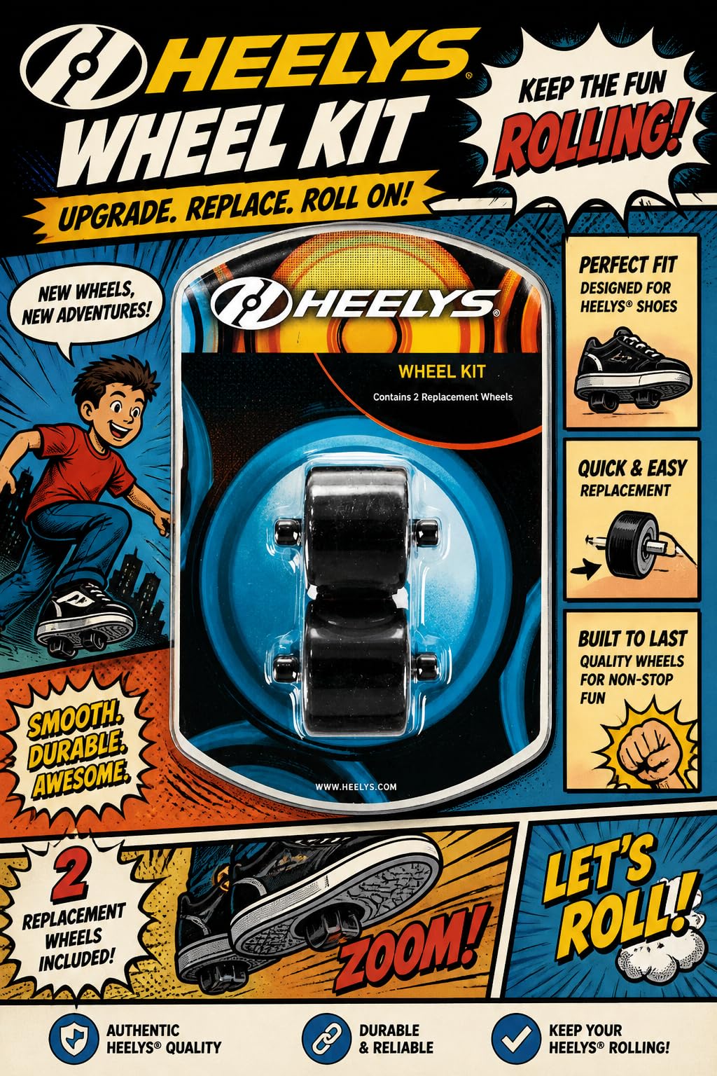 Heelys FATS Replacement Wheels Set with ABEC 5 Bearings