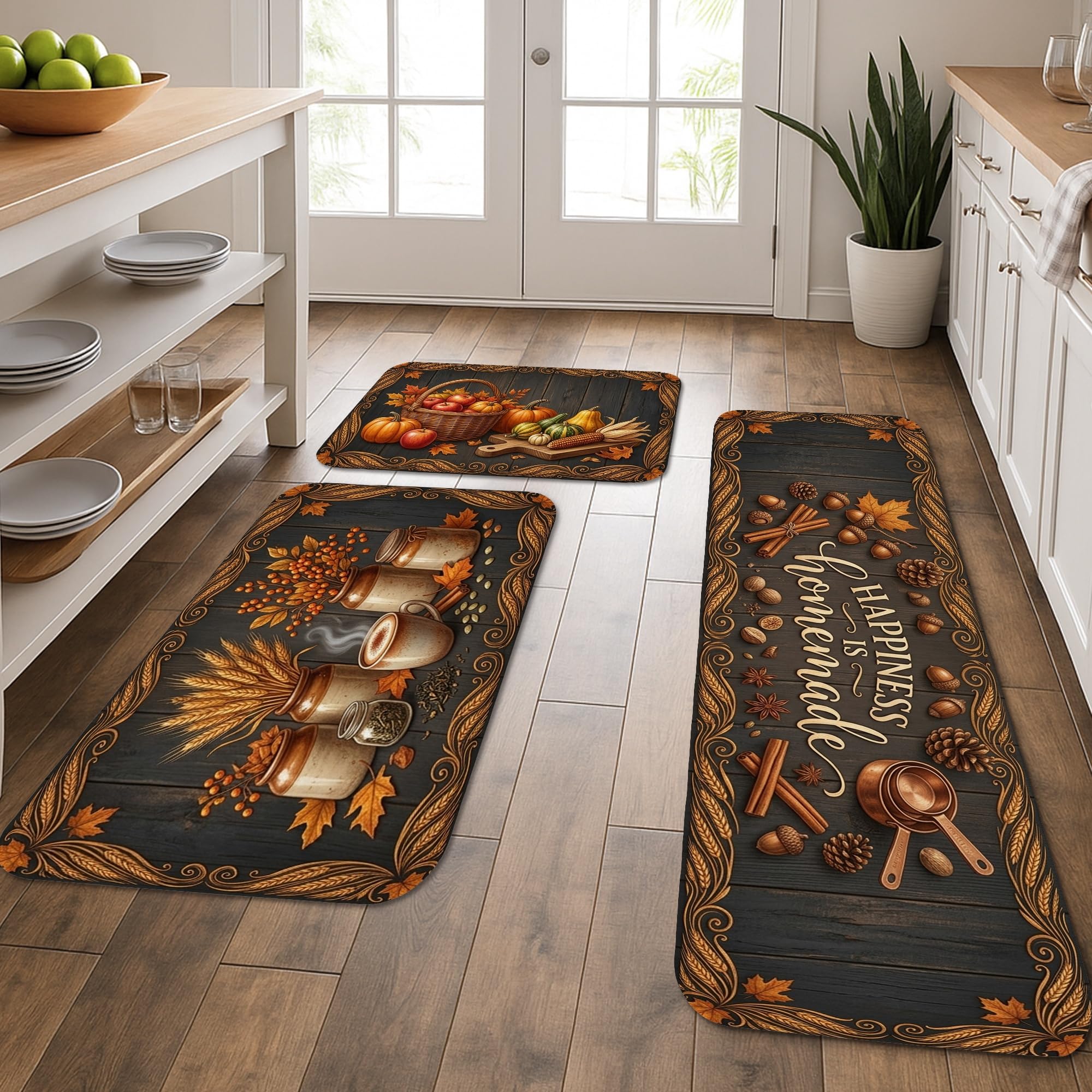 Tapis de cuisine pour évier et couloir au motif automnal chaleureux