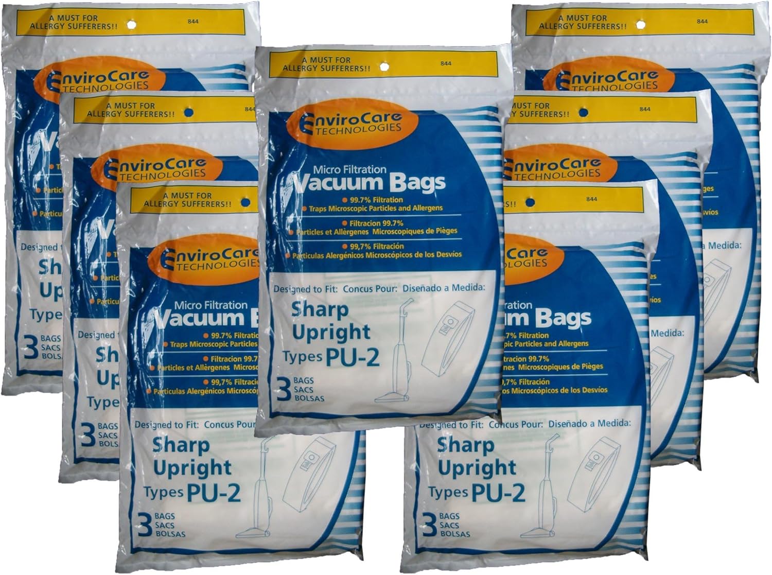 EnviroCare Replacement Micro Filtration Vacuum Bags Designed to Fit Sharp PU-2 Uprights. 3 count (Pack of 7)