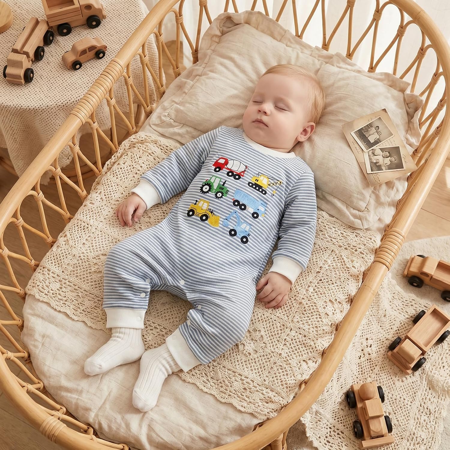 FOCUSNORM Baby Boy Fall Clothes Newborn Winter Outfit Truck Jumpsuit Romper image 5