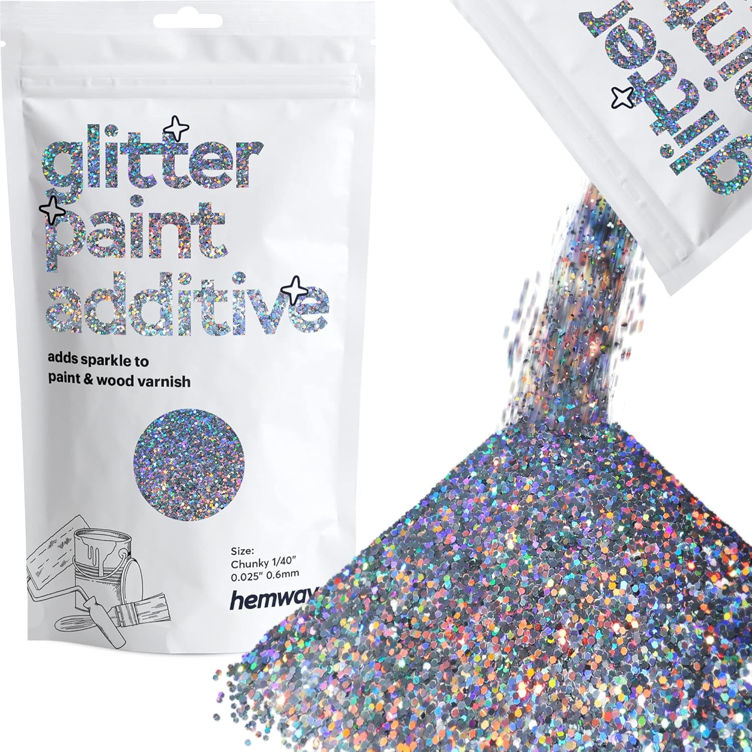 Hemway Glitter Paint Additive 100g / 3.5oz Crystals for Acrylic