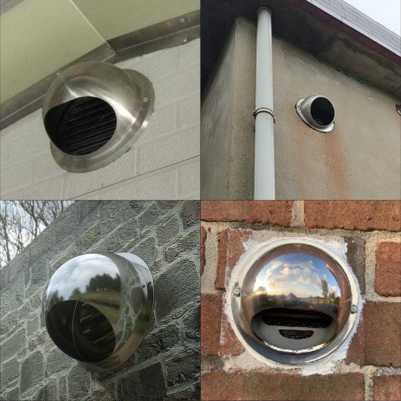 LIGUOYI Grille Ronde Couvercle De Ventilation, Grille Ventilation Hotte en Acier Inoxydable Grille D'Aération Murale avec avec Maille De Protection, Grille De Ventilation pour Cuisine
