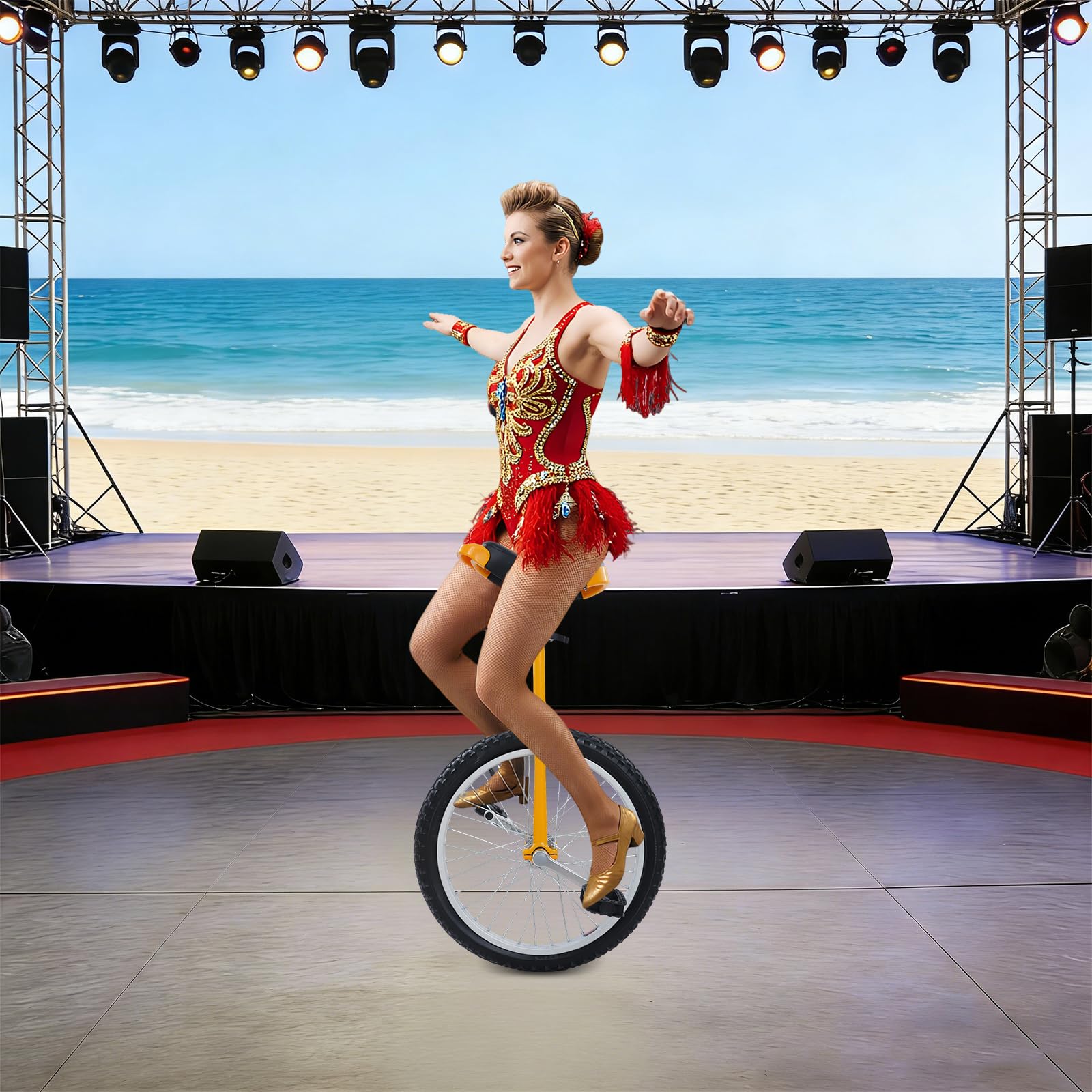 Monocycle 20" pour entraînement d'équilibre, monocycle réglable en hauteur avec capacité de charge de 75 kg et fourche amortissante, hauteur d'assise 78-90 cm, pour débutants et professionnels