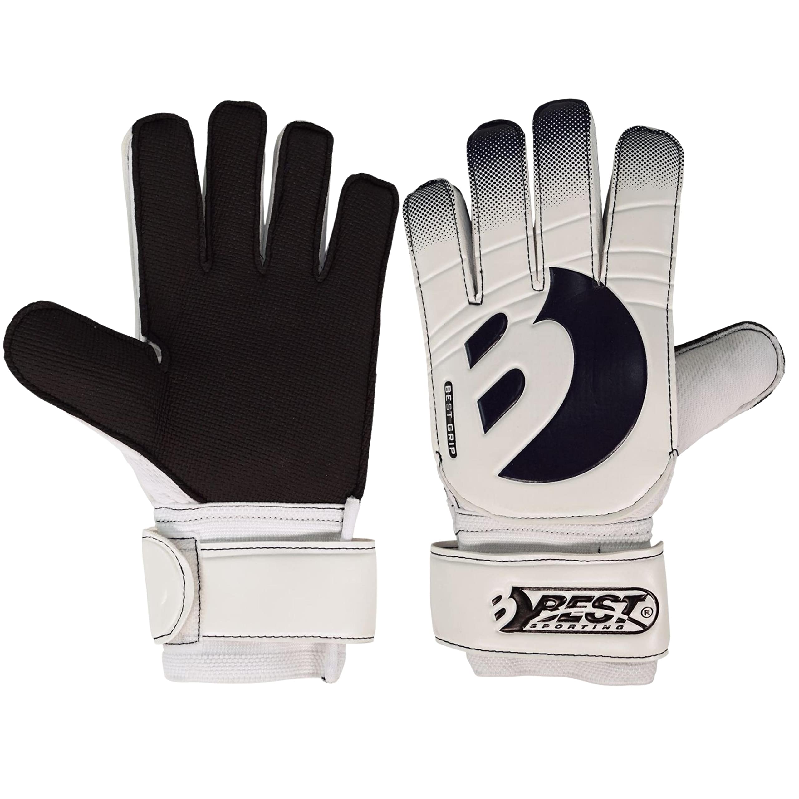 BEST SPORTING Torwarthandschuhe Kinder – rutschfeste PU-Schaumstoff-Handschuhe, Gr. 7, Schwarz-Weiß
