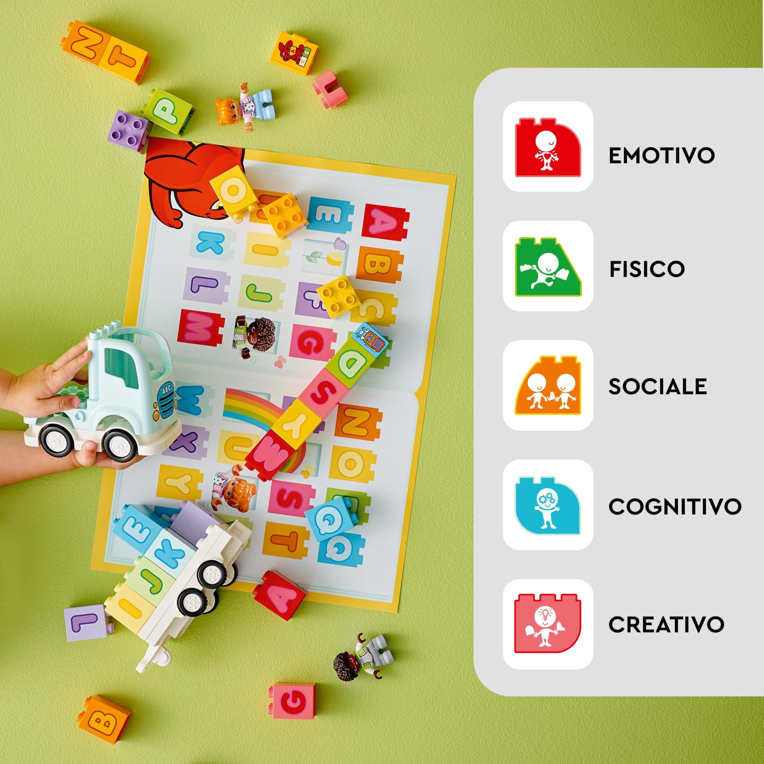 LEGO DUPLO Town Il Camioncino dell’Alfabeto con Rimorchio - Giocattolo per Bambini e Bambine da 2 Anni in su - Giochi Montessori Educativi con Mattoncini Colorati dell'Alfabeto e 2 Figure - 10421