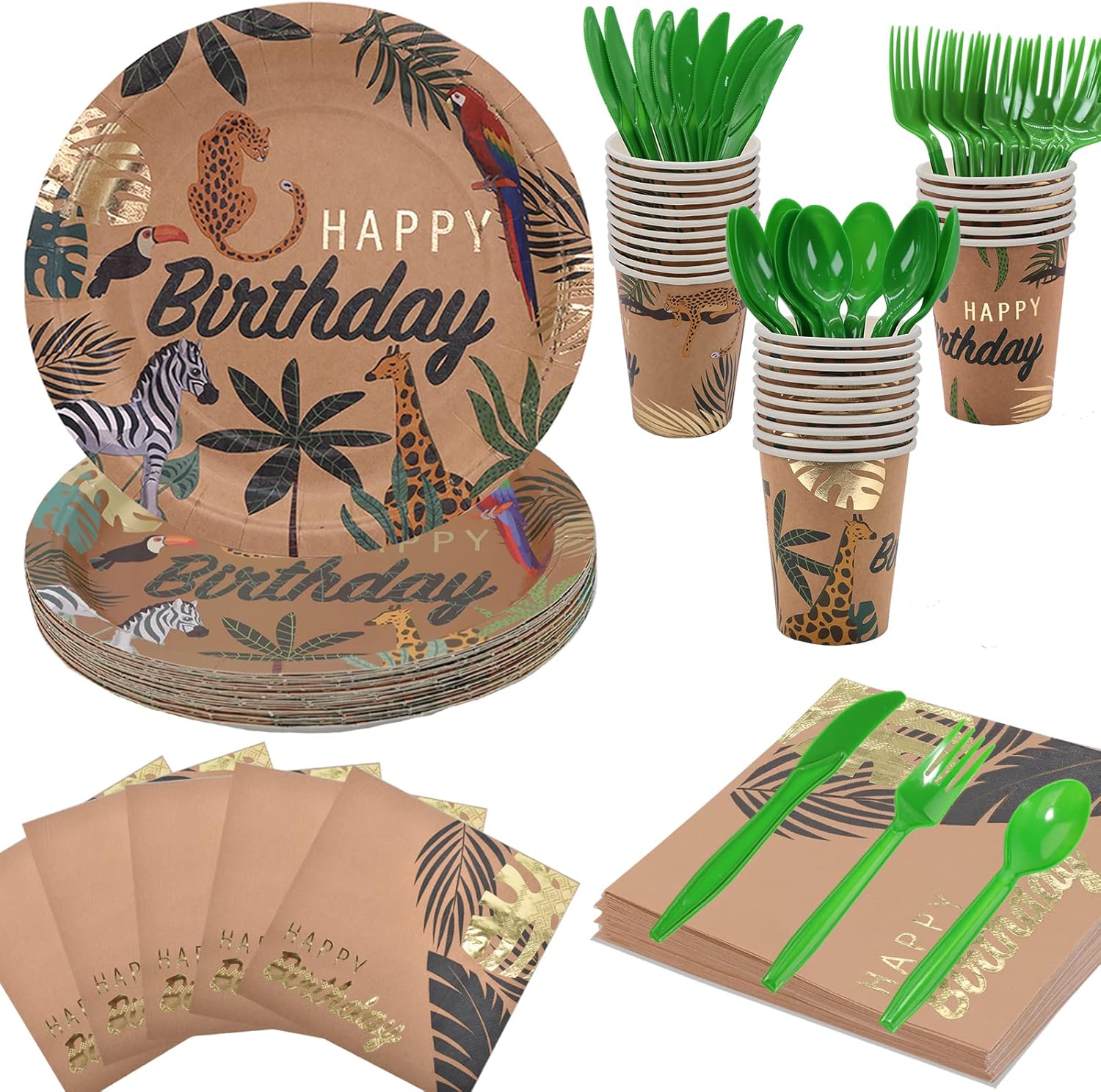 Buy DYLIVeS Safari Jungle Birthday Party Supplies Tableware, Zoo Theme