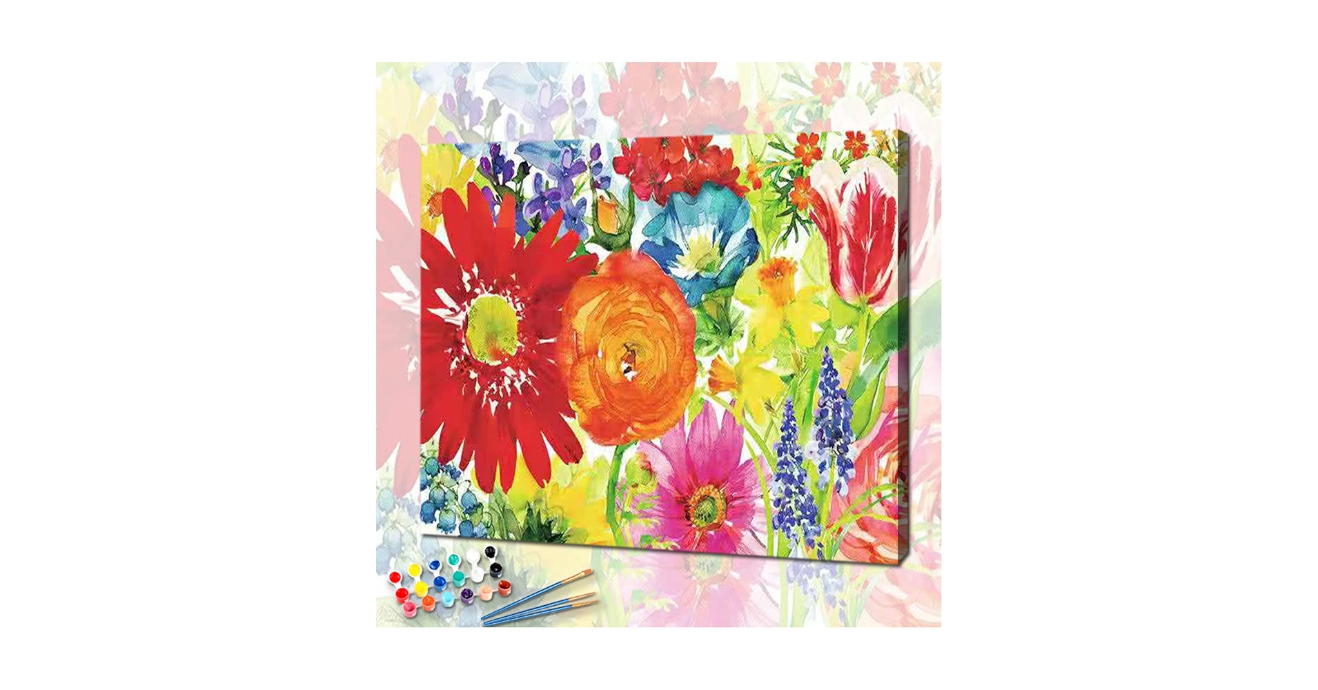 Amazon | アクリル絵の具キットによるキャンバスの花の花 Diy