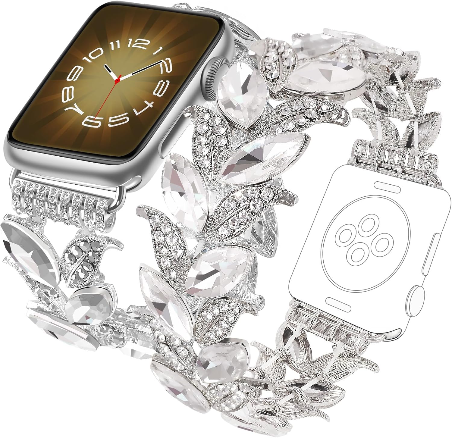 VIQIV Slim Bracelet Compatible with Apple Watch Bands 38/40/41/42/44/45/46/49mm for Women, Stretchy Cute Thin Dressy Starlight Luxury Metal Strap for iWatch Series 11 10 9 8 7 6 5 4 3 SE Ultra 3 2