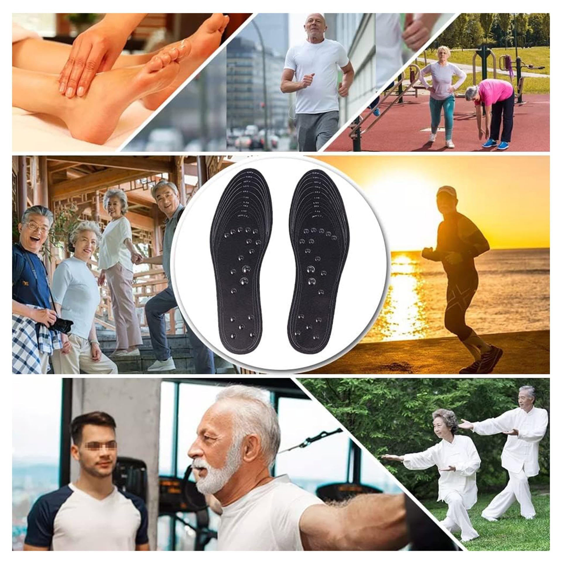 Plantillas Adelgazantes, Plantillas Ortopédicas Para Zapatos, Plantillas Acupresion Adelgazar, Plantilla De Masaje De Pies, Plantillas Adelgazantes Magnéticas Para Hombres Y Mujeres , 3 pairs,Black