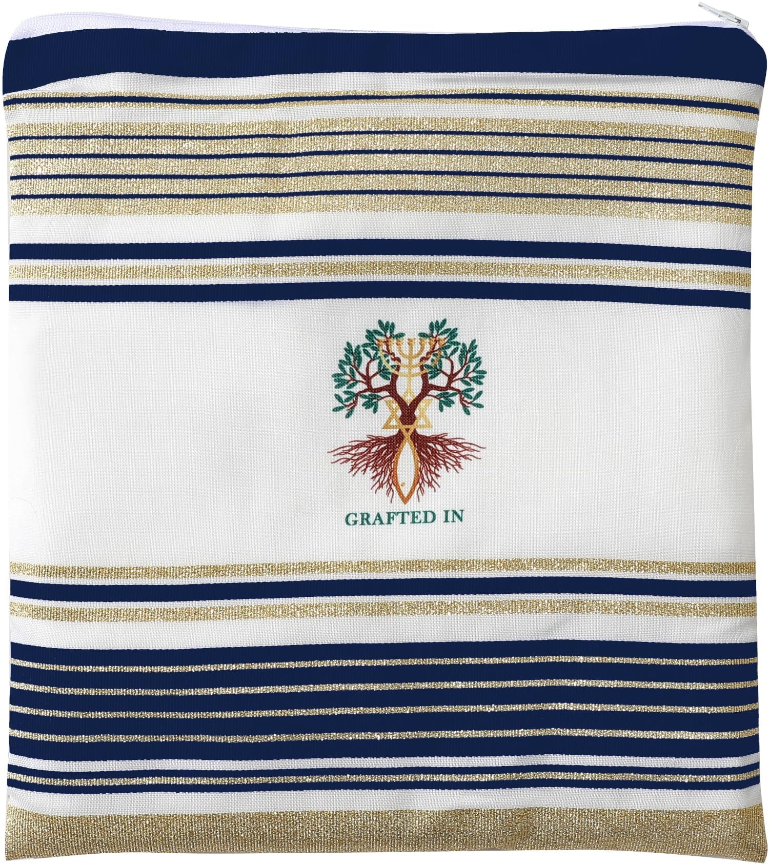 Holy Land Market Innestato IN - Scialle di preghiera cristiana messianica/scialle di preghiera Tallit - Talit creazione e restauro, Navy, 72 x 22 Inches