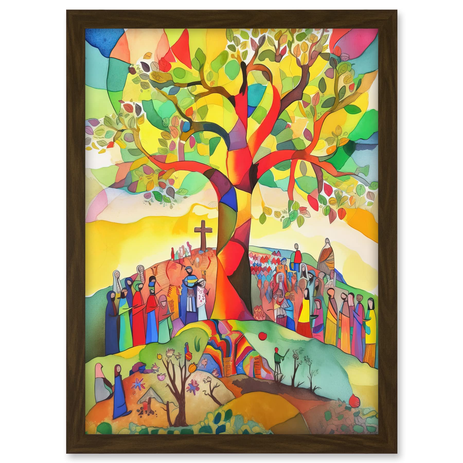 Artery8 The Sermon On The Mount Jesus Folk Art Bible Artwork Framed A3 Wall Art Print