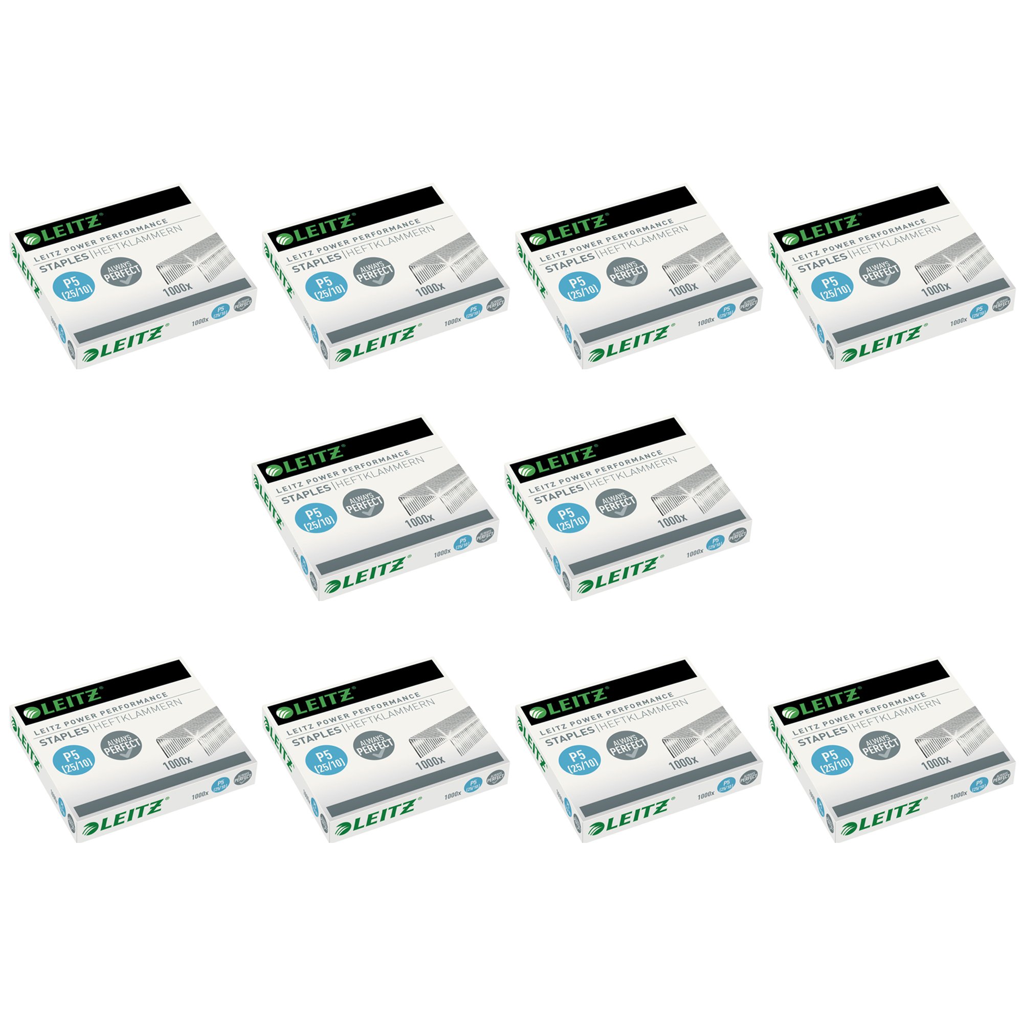 Grapas 25/10 Leitz con puntas afiladas para grapar bloques de folios