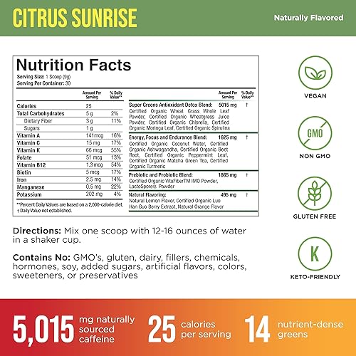 Miniatura 4 de Organic Muscle Superalimento en polvo vegano de verduras y rojos, orgánico y a base de plantas USDA jugo rojo y jugo verde en polvo para energía,