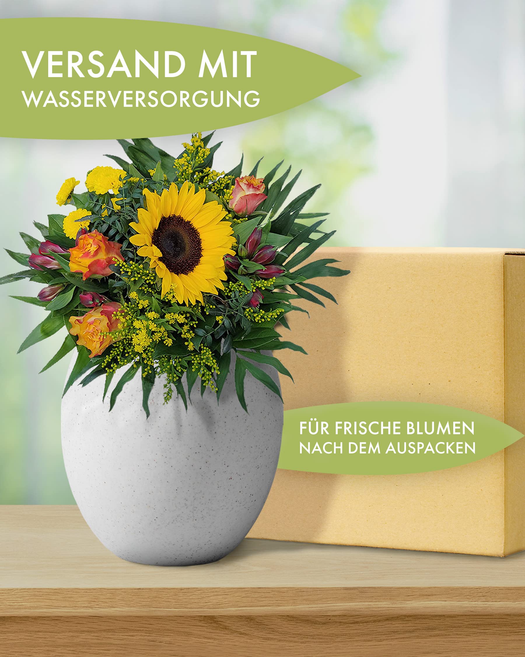 Flora Trans Blumenstrauss - Blumenversand 1-2 WERKTAGE - mit Grußkarte - Frischblumen vom Floristen - Blumen bester Qualität - Blumengeschenk Lebenslust