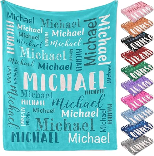 Miniatura 8 de Manta personalizada con texto y nombre para adultos y niños, regalo para cumpleaños, boda, día de San Valentín (morado oscuro, 30 x 40 pulgadas)