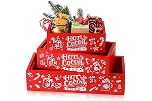 Rustic Farmhouse Wood Storage Box for Hot Cocoa Bar