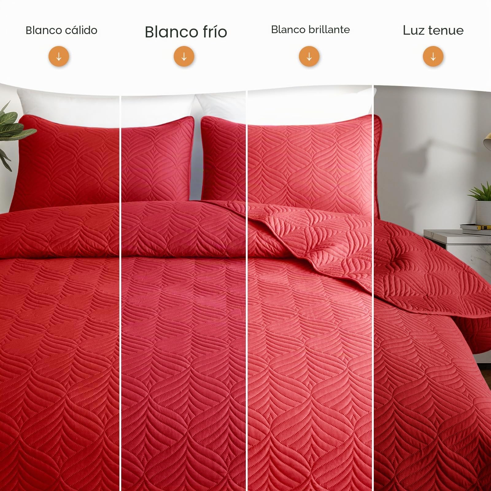 Whale Flotilla Colcha Moderna de 260 x 280 cm, Colcha con 2 Fundas de Almohada, Edredón de Microfibra con Estampado en Relieve, Ropa de Cama Ligera y Suave para 4 Estaciones, Rojo