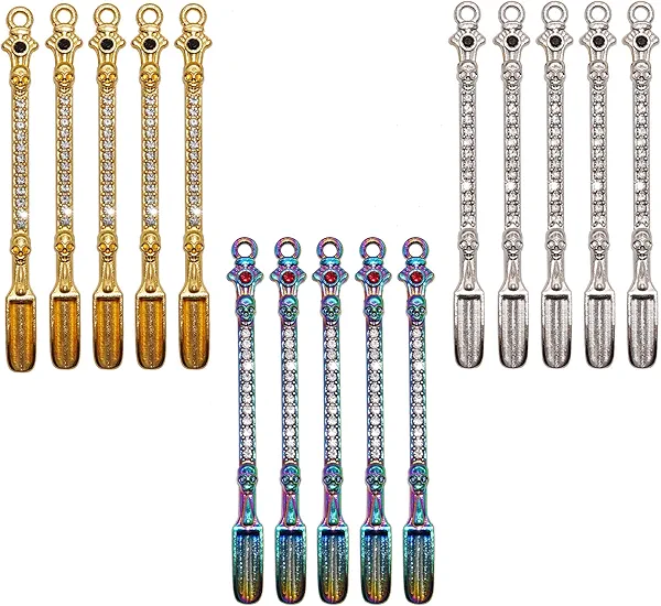 15Pcs Mini Shovel Spoons for Necklace Charms, Keychain Accessories, Measuring Tiny Spoon, Coffee, Sugar and Spices Spoon
