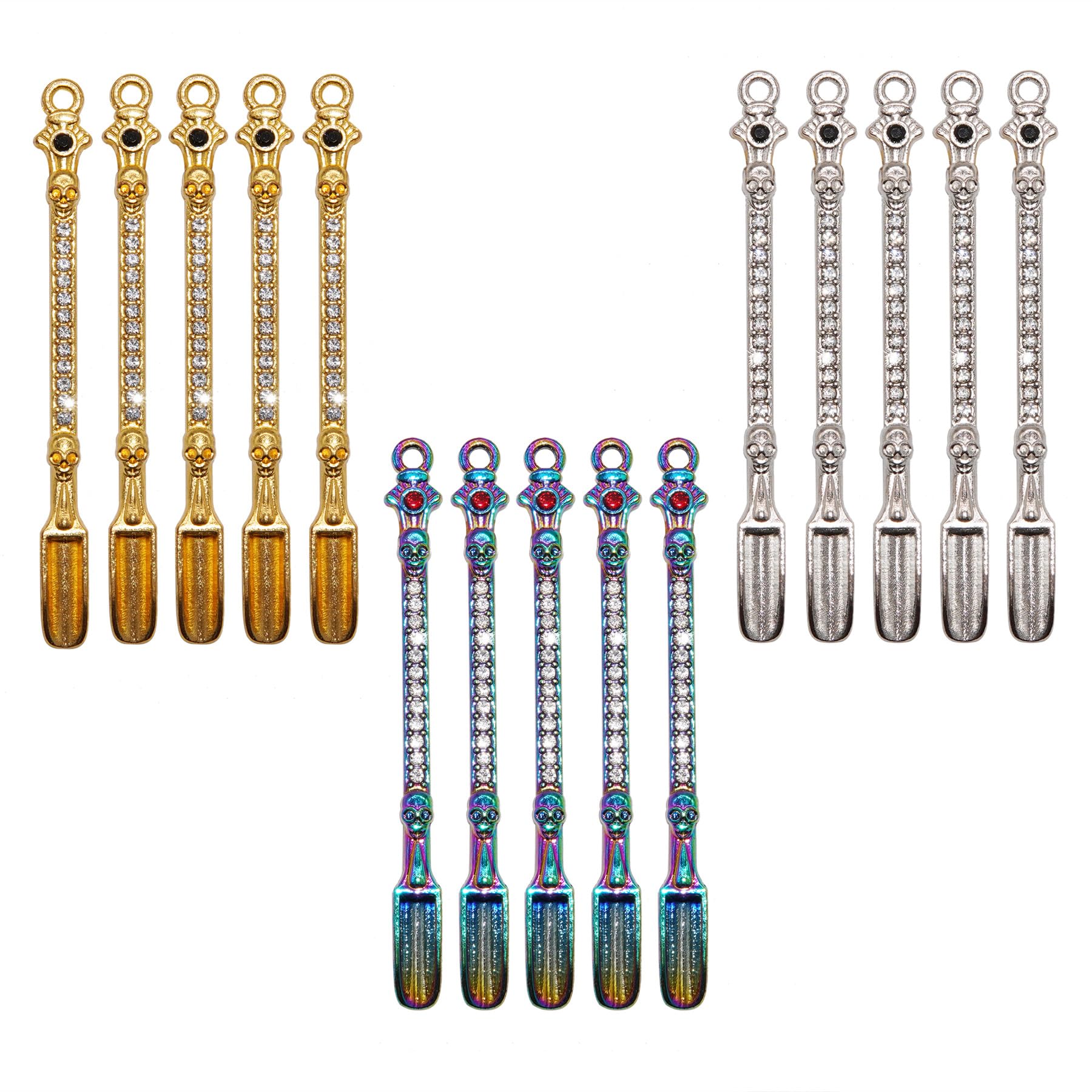 TungminJ15Pcs Mini Shovel Spoons for Necklace Charms, Keychain Accessories, Measuring Tiny Spoon, Coffee, Sugar and Spices Spoon