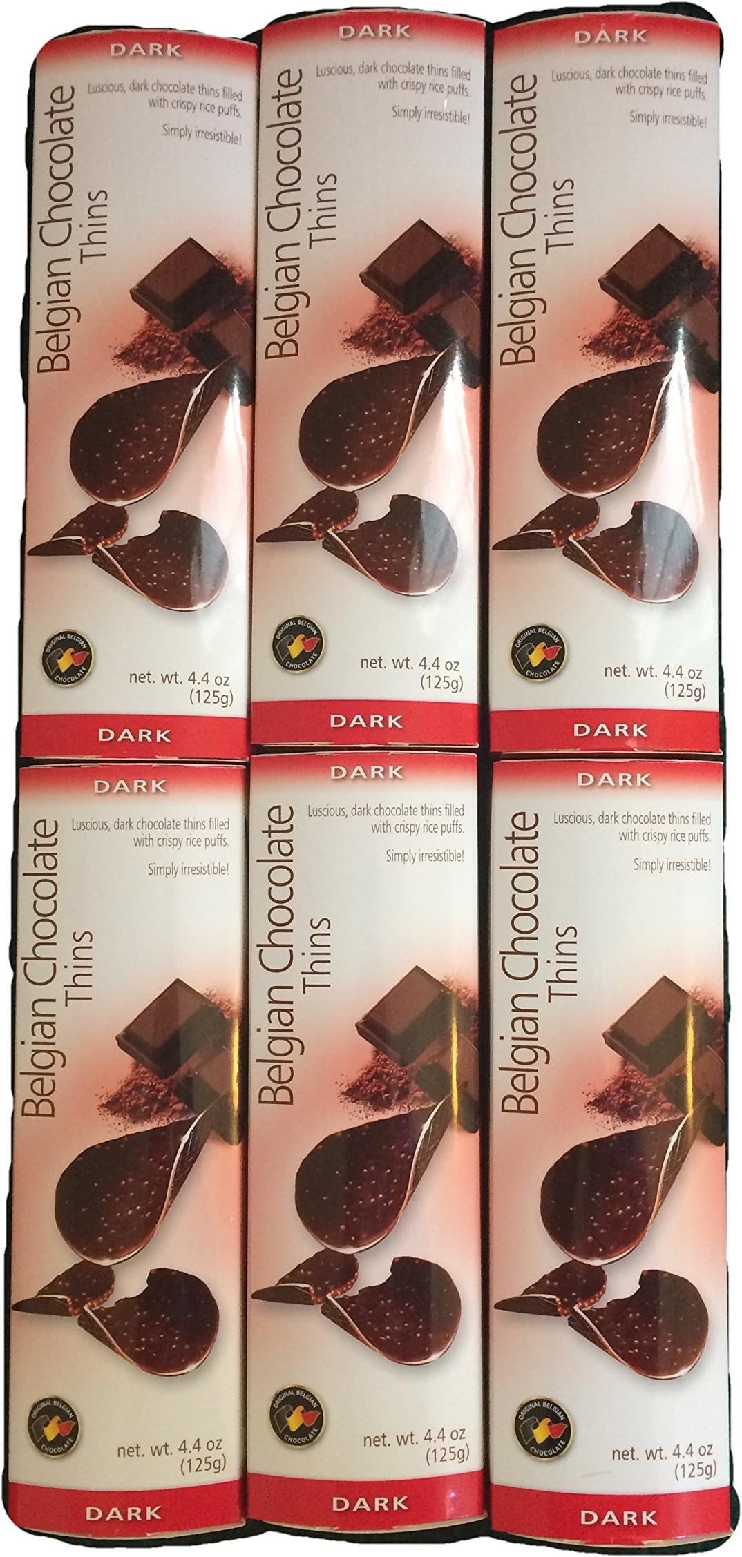 Royal Chocolates Belgian Chocolate Thins Dark, 4.4-Ounce (Pack of 6)