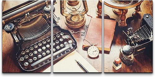 wall26 Lienzo impreso para pared, cámara vintage, bolígrafo, máquina de escribir, guante, tecnología de instrumentos de reloj, fotografía, realismo, disponible en Yaxa Costa Rica