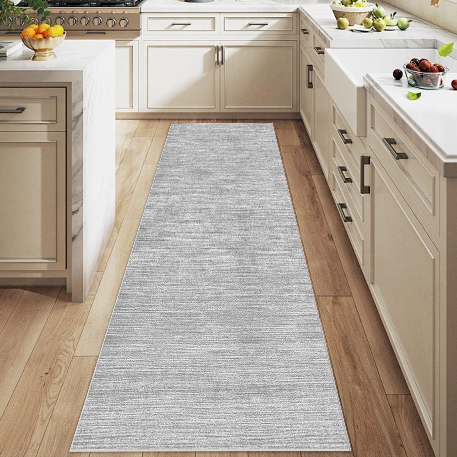 Nqexivo Runner Rugs for Hallway 60 x 400 cm Washable Kitchen Runner Rugs Non Slip Carpet Kitchen Bedroom Bedside Dining Room Office Indoor Low Pile Carpets