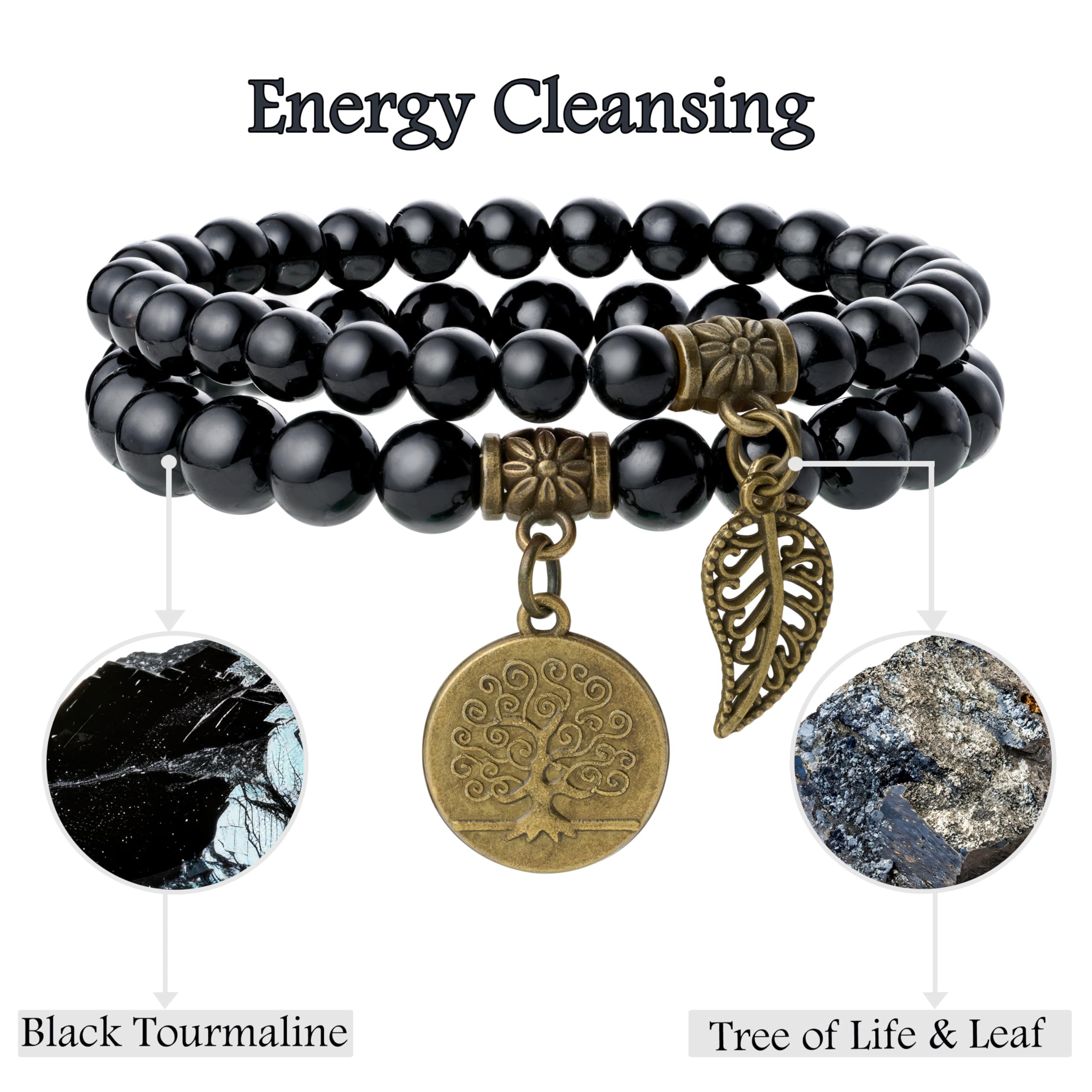 Farfume Braccialetti Chakra da donna - Bracciale con cristalli di pietre curative per donna Bracciale con pietre preziose naturali - Un set di braccialetti con doppia perla