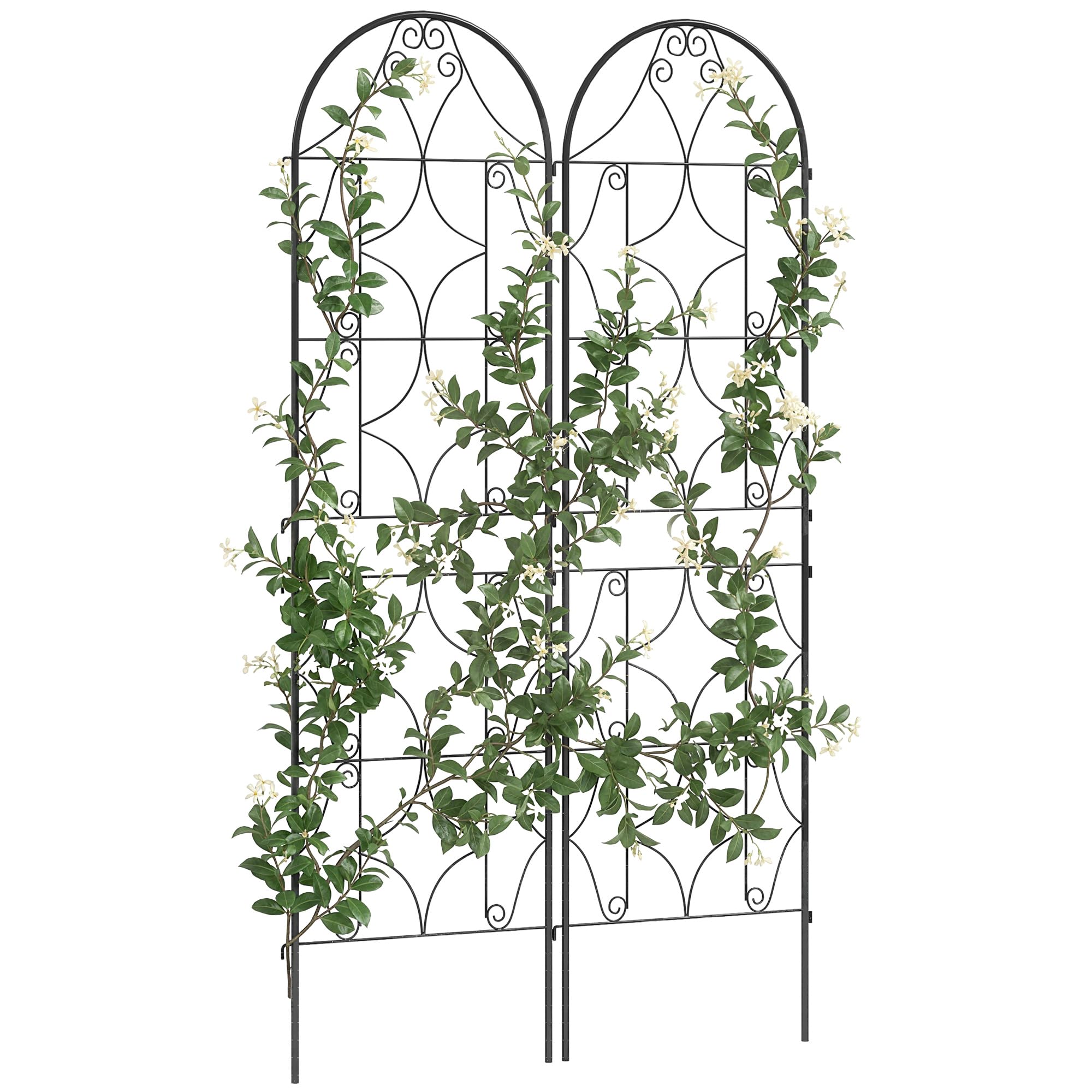 Outsunny Support pour Plantes Grimpantes Motif Irrégulier 50 x 180 cm Noir | Lot De 2, Treillis De Jardin, pour Légumes, Vignes, Fleurs, En Métal, Extérieur
