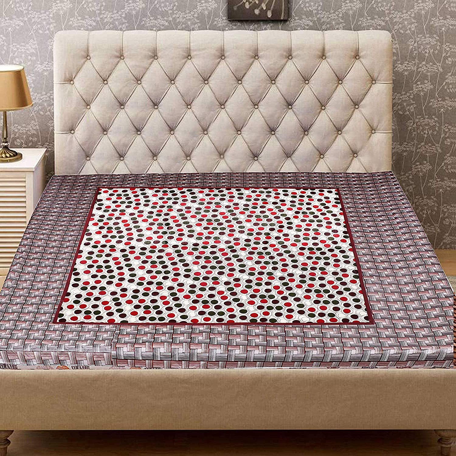 Kuber Industries Heart Design PVC Reversible Food Mat Bed Server - Brown