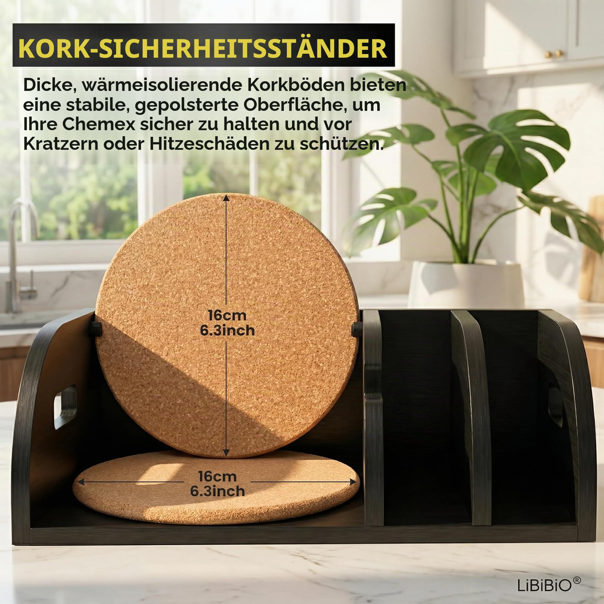 3er-Set: Kaffeefilterhalter + Löffel + Beutel für gemahlenen Kaffee - Schwarz - Ideal als Filterkaffeemaschine/Küchenecke/Geschenkidee (Filtertütenhalter Halter für Kaffeefilter Filtertüten-Spender)