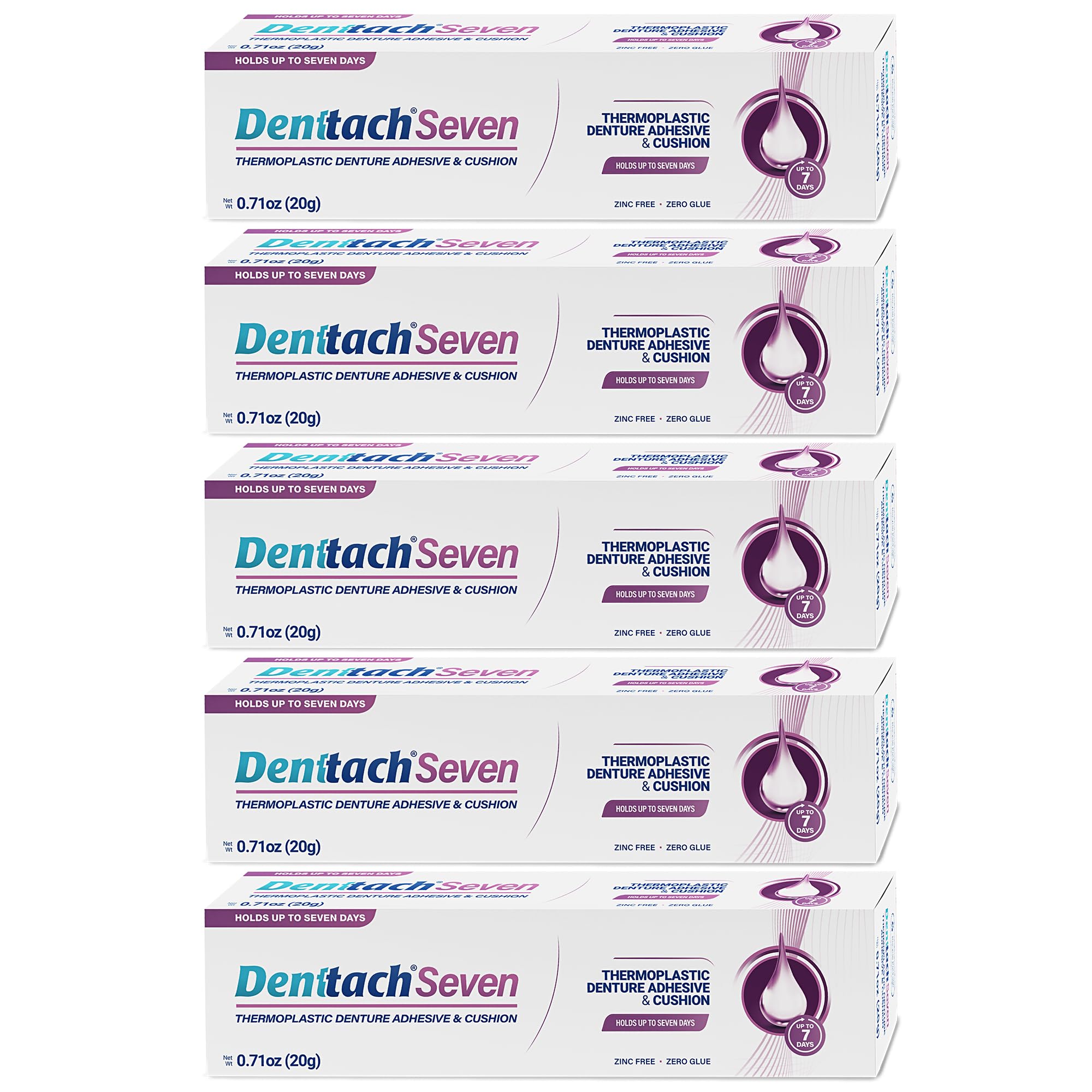 Denture Adhesive, Thermoplastic Denture Adhesive, Cushion and Reliner, Comfortable, Secure Denture Grip for Up to 7 Days, Non Glue, Zinc Free, Long Holding Denture Reliner (Pack of 5)