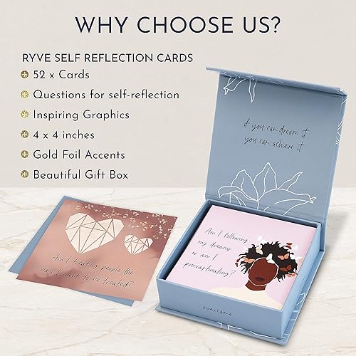 Miniatura 7 de RYVE 52 tarjetas de preguntas empoderadoras para mindfulness, meditación y terapia - Tarjetas de autocuidado, autorreflexión y afirmaciones