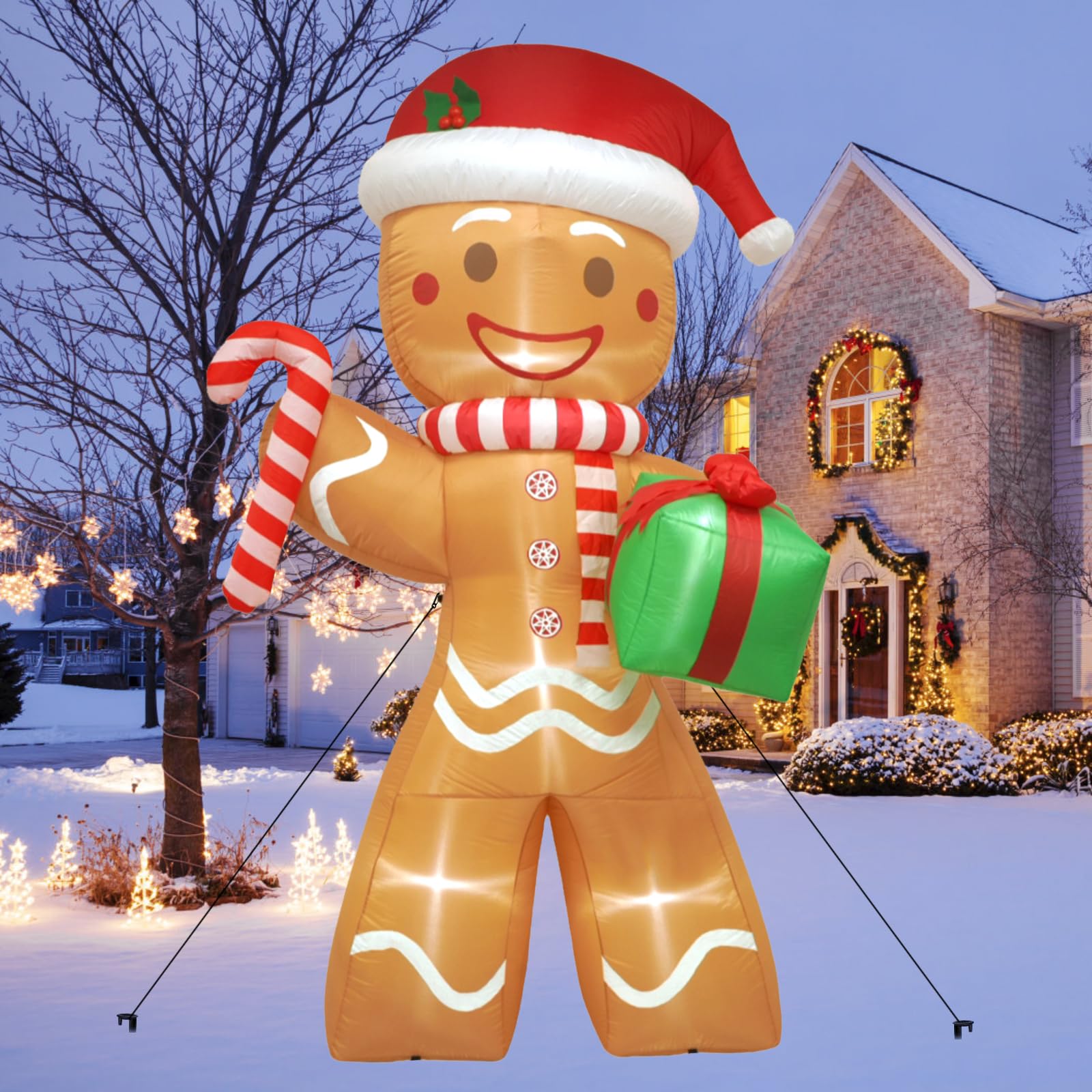 Modèle Gonflable De Noël Modèle 2,4 M Bonhomme En Pain D'épices LED Décoration Extérieure - Maison