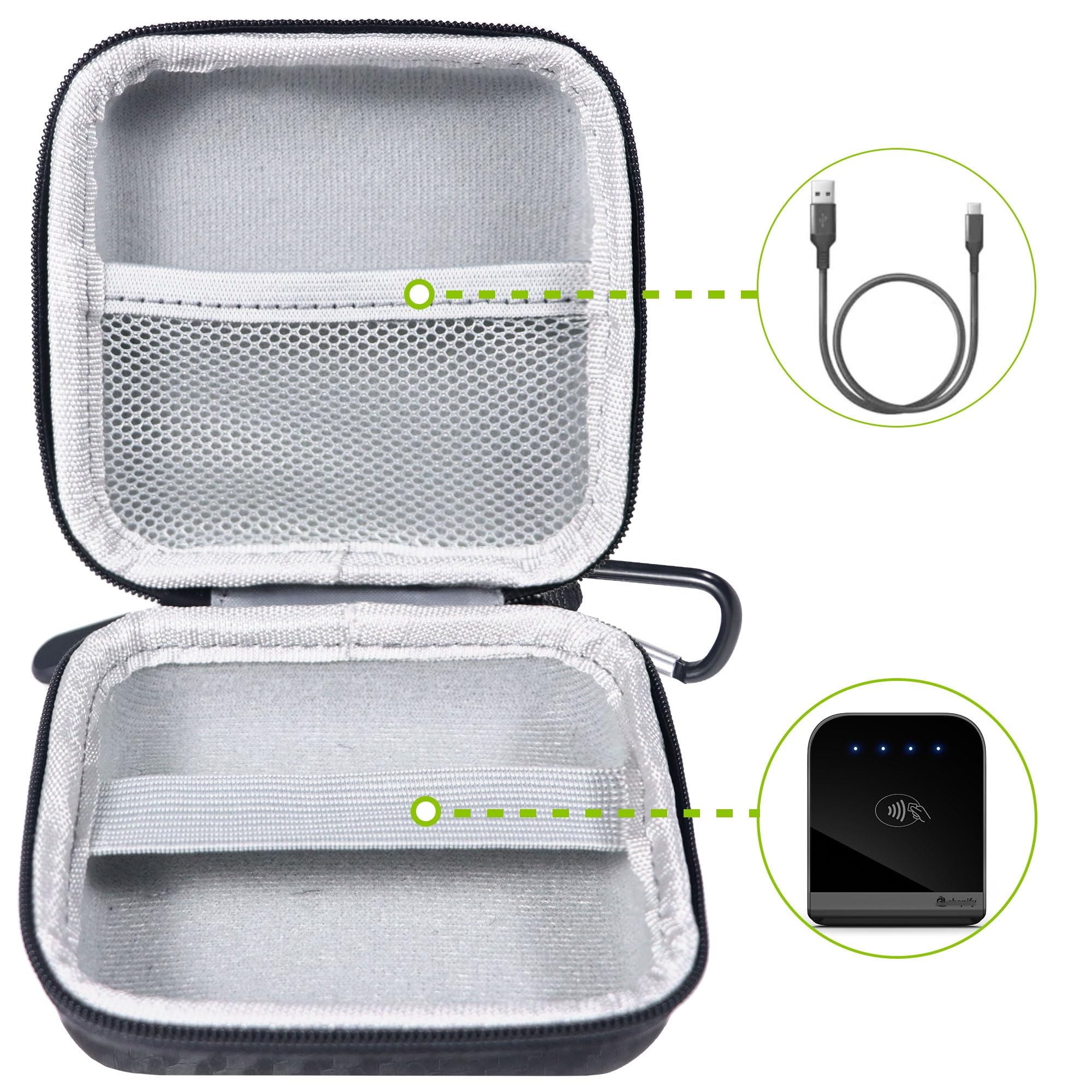 Anti-Lost Carrying Case Compatible with Shopif Tap & Chip Card Reader, Hard-top Bag Holder for POS Hardware for Retail, Case for Credit Card Reader Device for Contactless Payment