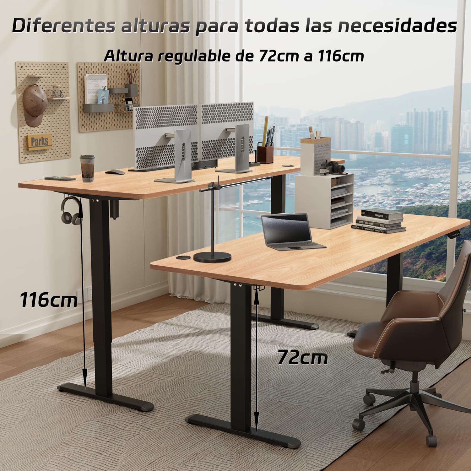 Airfish Escritorio Elevable Electrico 160 × 80cm con Puerto USB, Mesa Escritorio Elevable con Alerta de Sedentarismo, Escritorio Ajustable en Altura, Mesa de Oficina Elevable