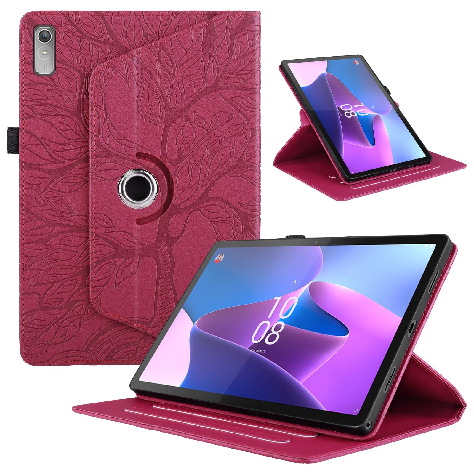 Funda para Samsung Galaxy Tab S9/ S8/ S7 11" (SM-X710/X700/T870) PU Cuero Tablets Protectora Cover 360°Carcasa Giratoria de ángulo Múltiple Stand Función Tablets Funda,Rojo Árboles — view 134